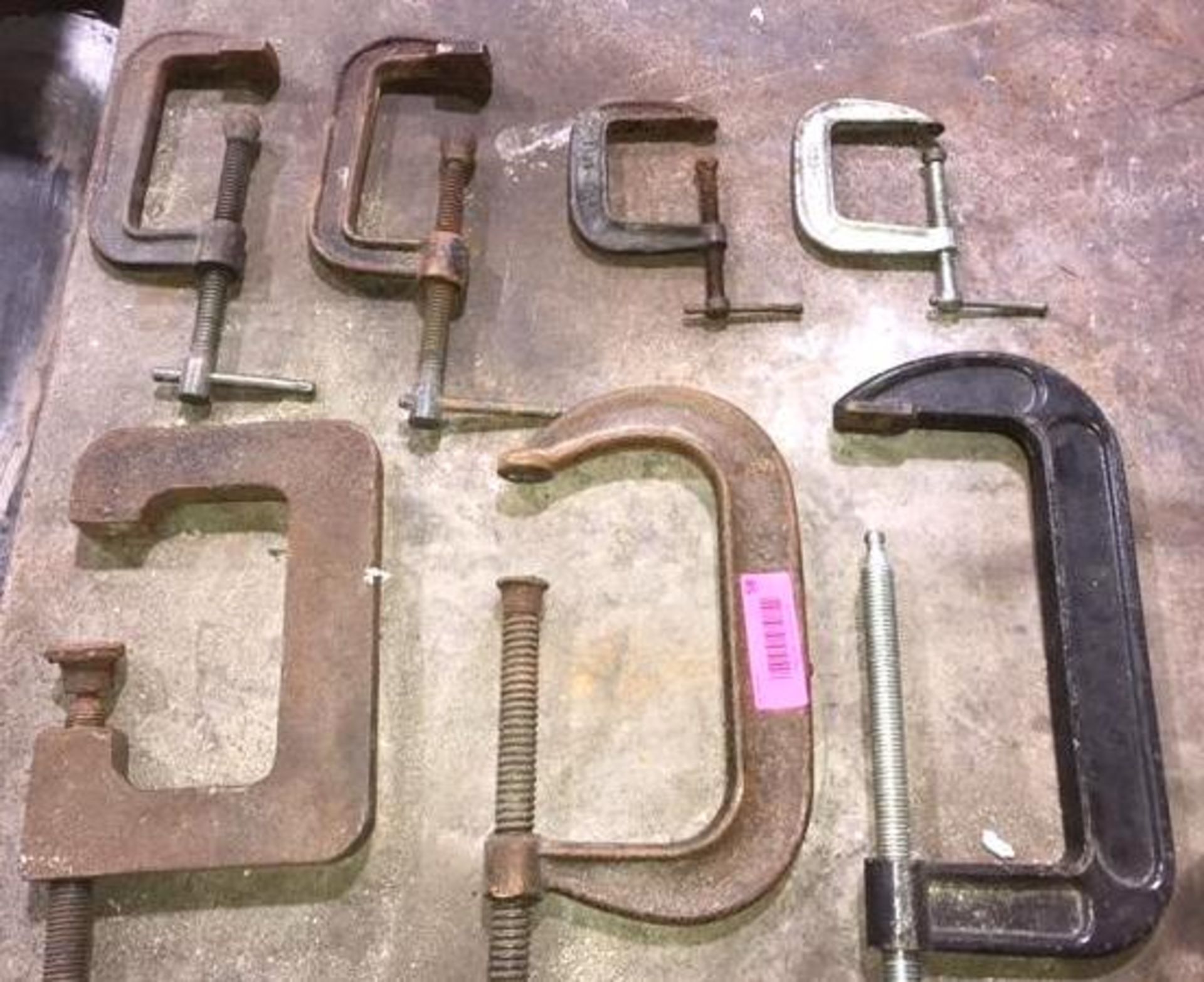 DESCRIPTION ASSORTED C-CLAMPS AS SHOWN THIS LOT IS ONE MONEY QUANTITY 1