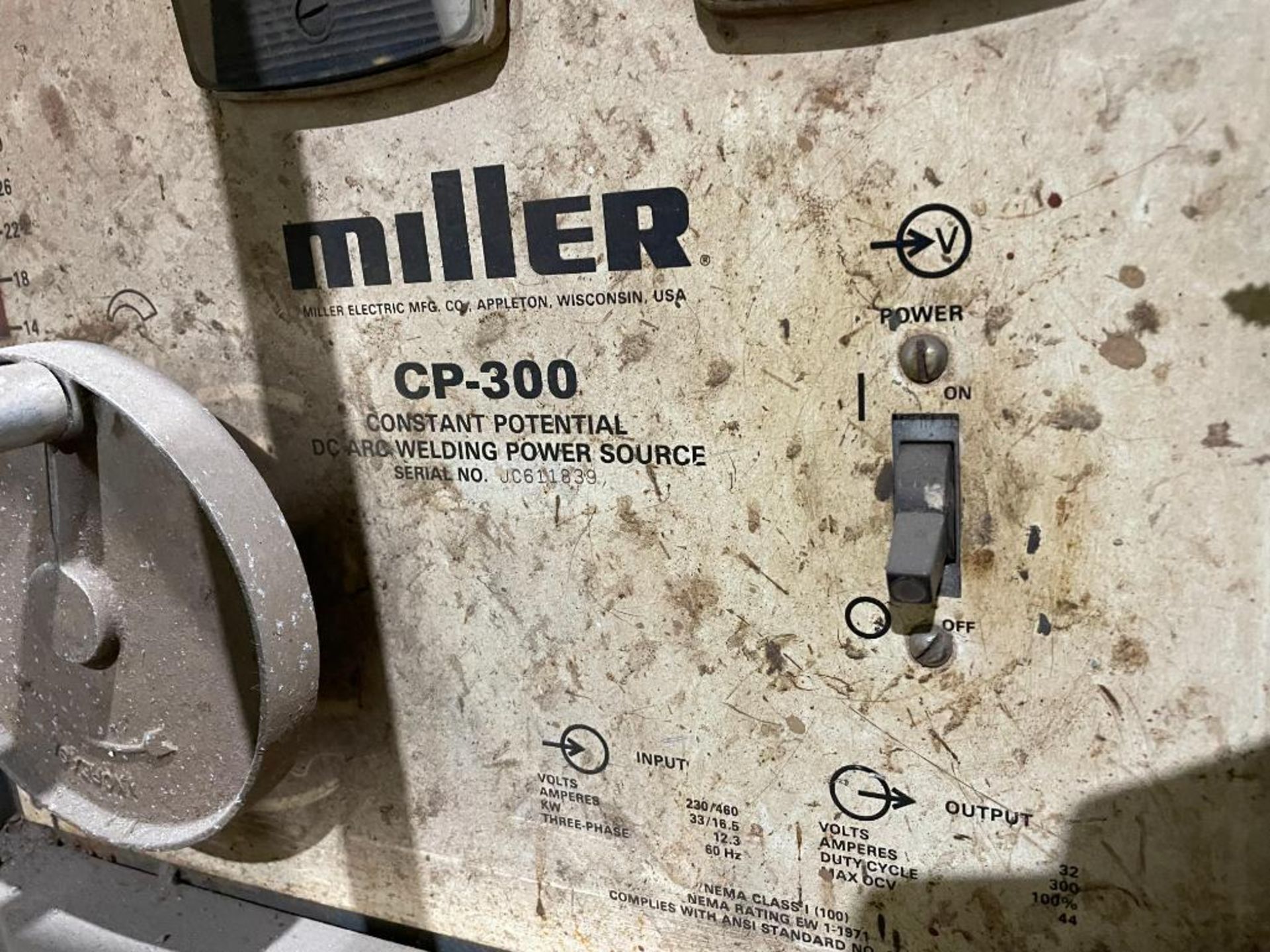 DESCRIPTION MILLER CP-300 DC ARC WELDING POWER SOURCE WELDER (NOT IN WORKING CONDITION, FOR PARTS) B - Image 4 of 8