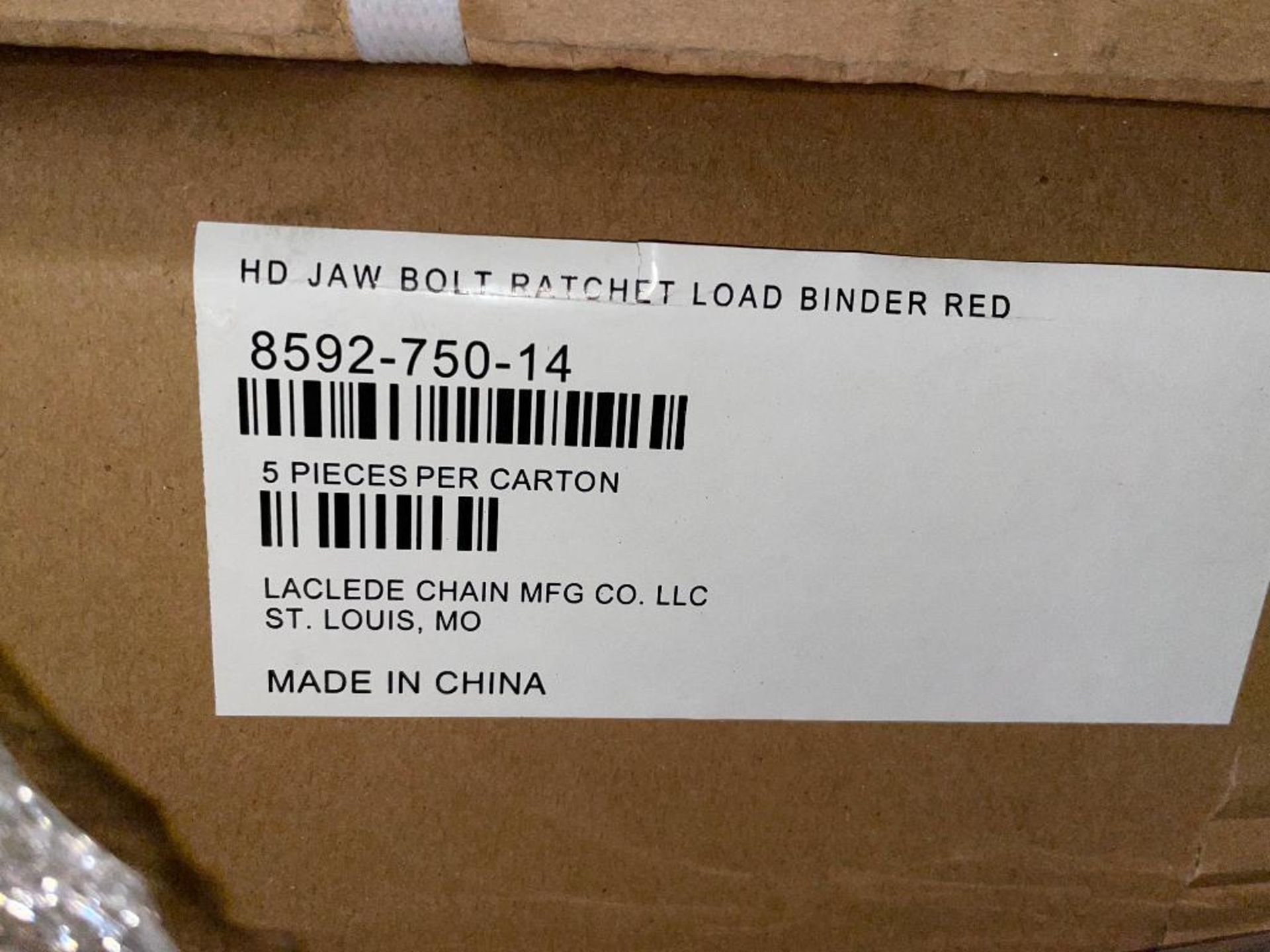 DESCRIPTION: (2) CASES OF HD JAW BOLT RATCHET LOAD BINDERS - RED. 5 PER CASE, 10 IN LOT TOTAL. BRAND - Image 7 of 8
