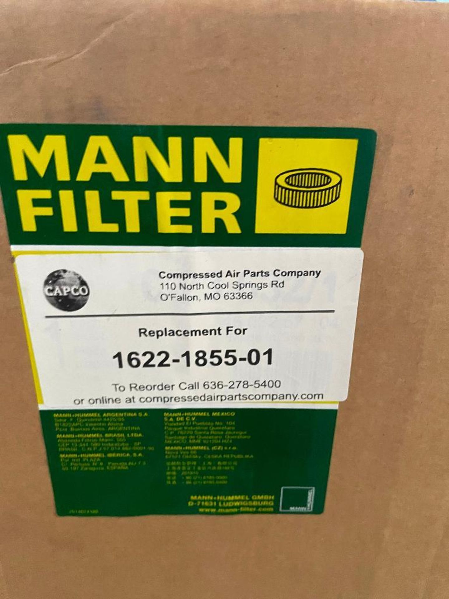 DESCRIPTION: MANN 1622-1855-01 FILTER - NEW IN BOX ADDITIONAL INFORMATION RETAILS FOR $179 NEW QTY: - Image 2 of 2