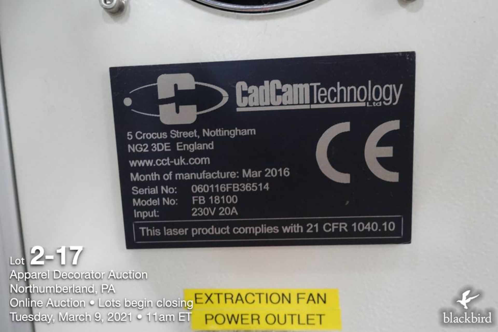 CadCam Technology laser cutter model FB-18-100, SN 060116 FB36514, 100 watt Rofin air cooled - Image 17 of 17