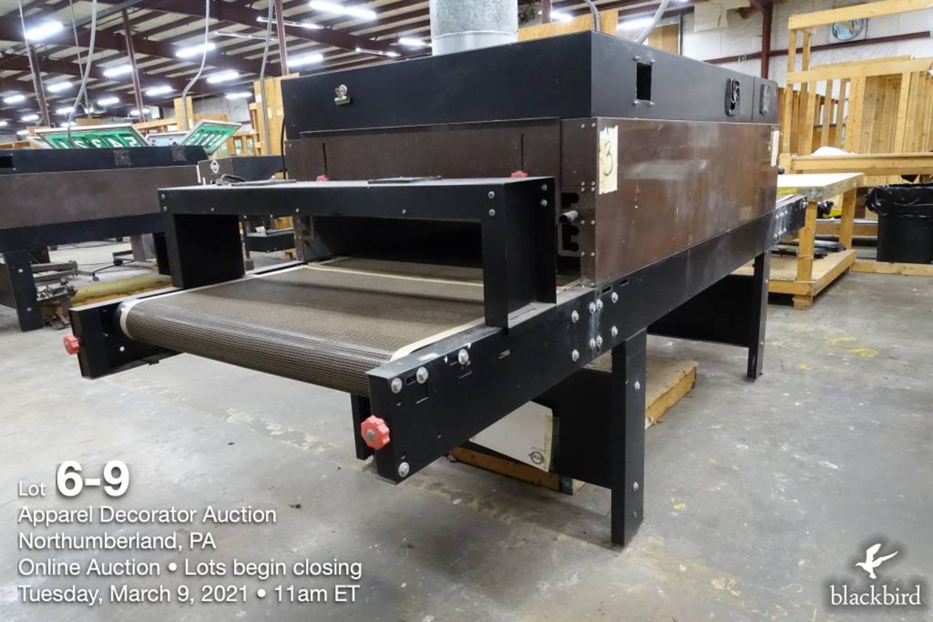 Brown number printer silkscreen line including (1) four-station 46" screen carriages, two color, (2) - Image 9 of 11