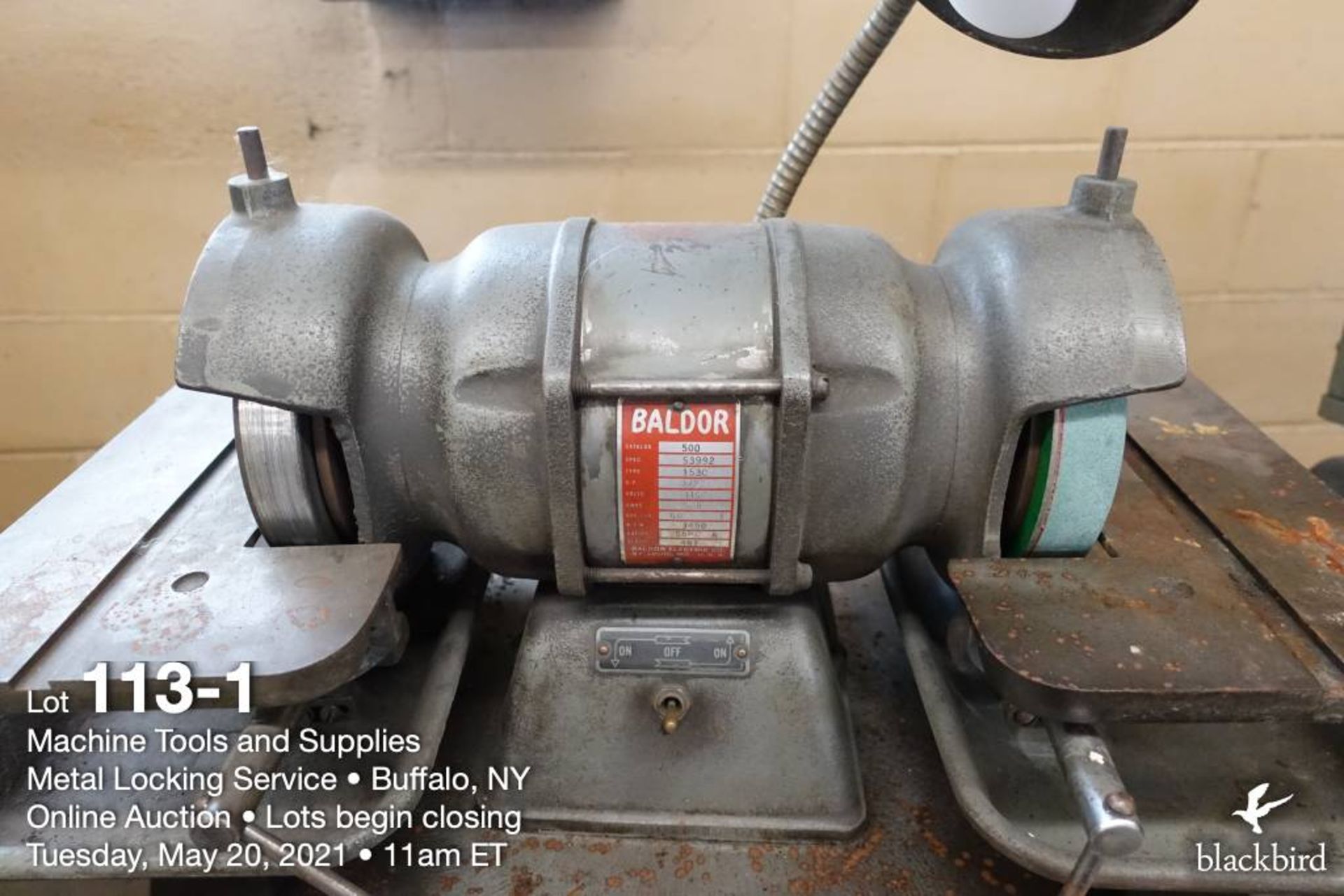 Baldor pedestal grinder 153C, 1/2 HP, 115 V - Image 2 of 4