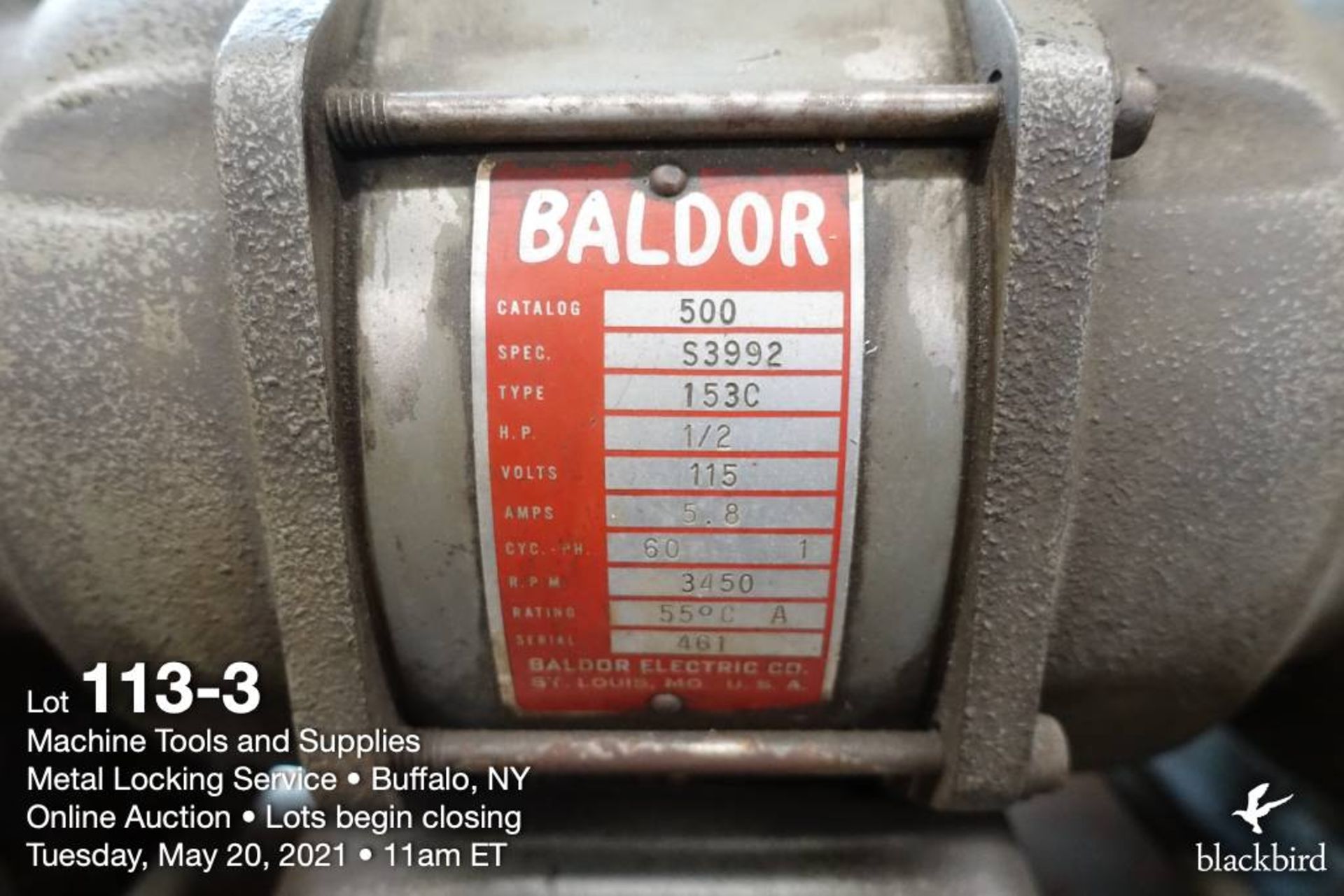 Baldor pedestal grinder 153C, 1/2 HP, 115 V - Image 4 of 4