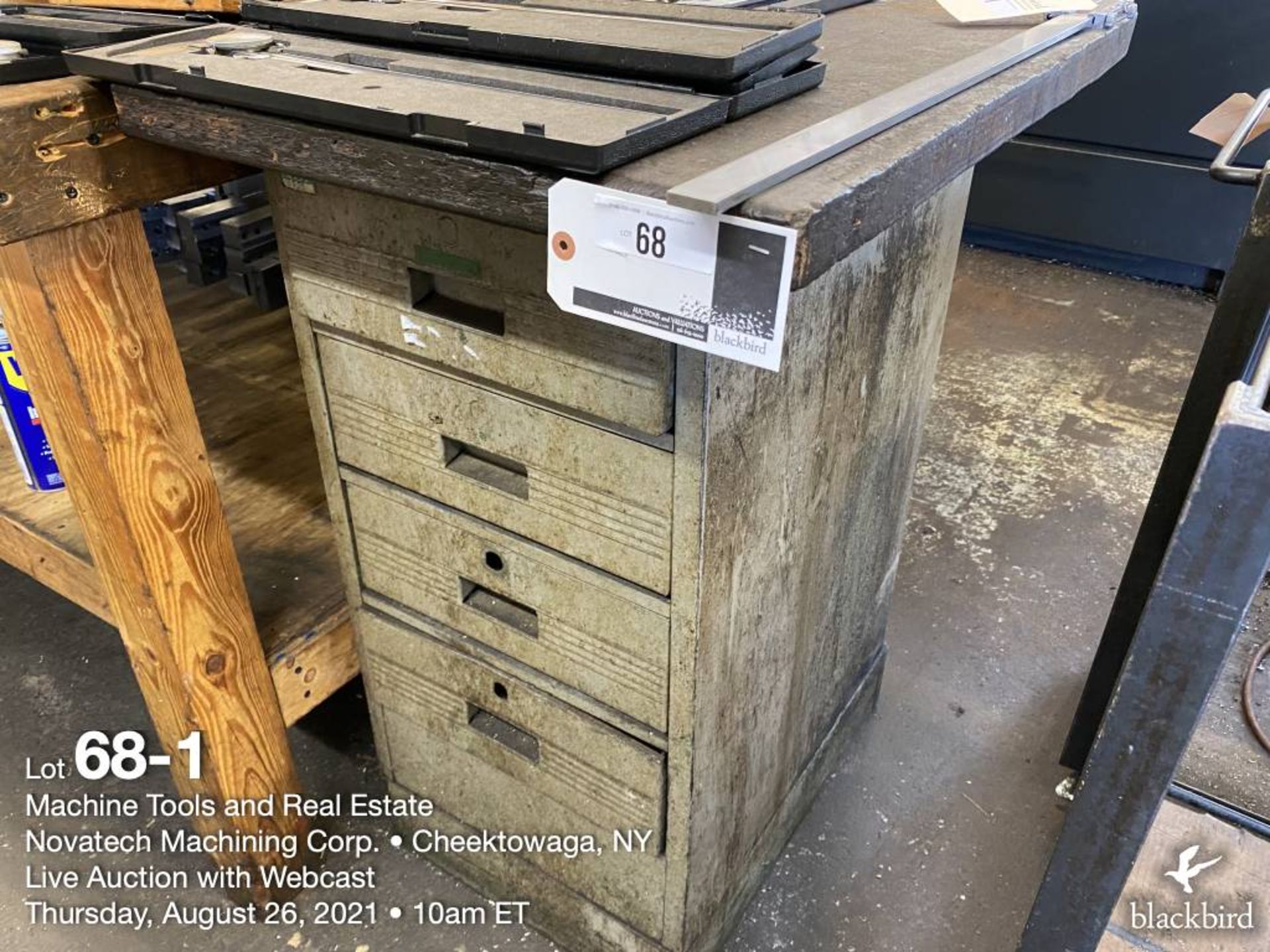 4-drawer steel cabinet w/ wood top