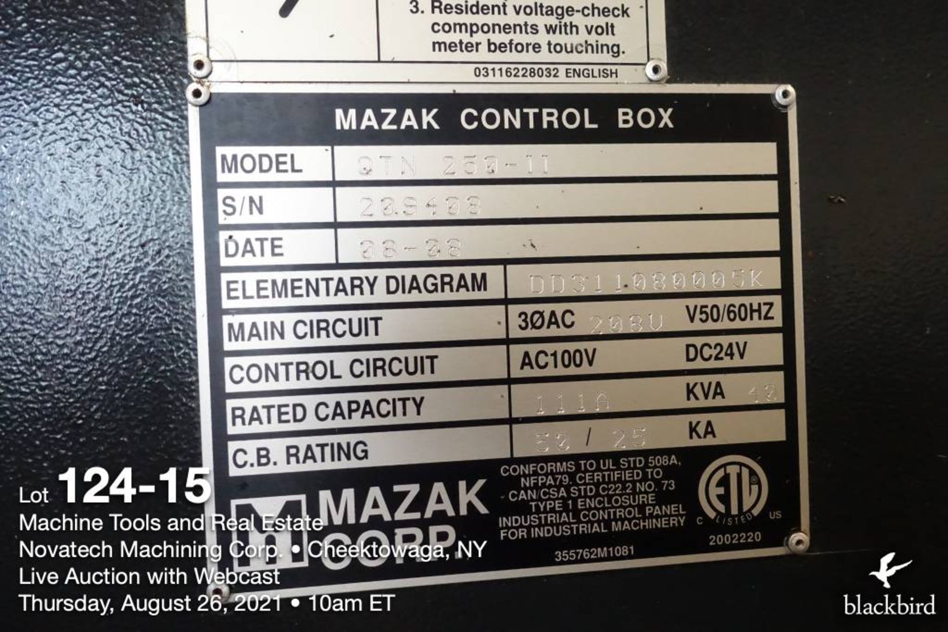 Mazak Quick Turn Nexus 250-II-500 CNC Turning Center, 2006 - Image 16 of 17