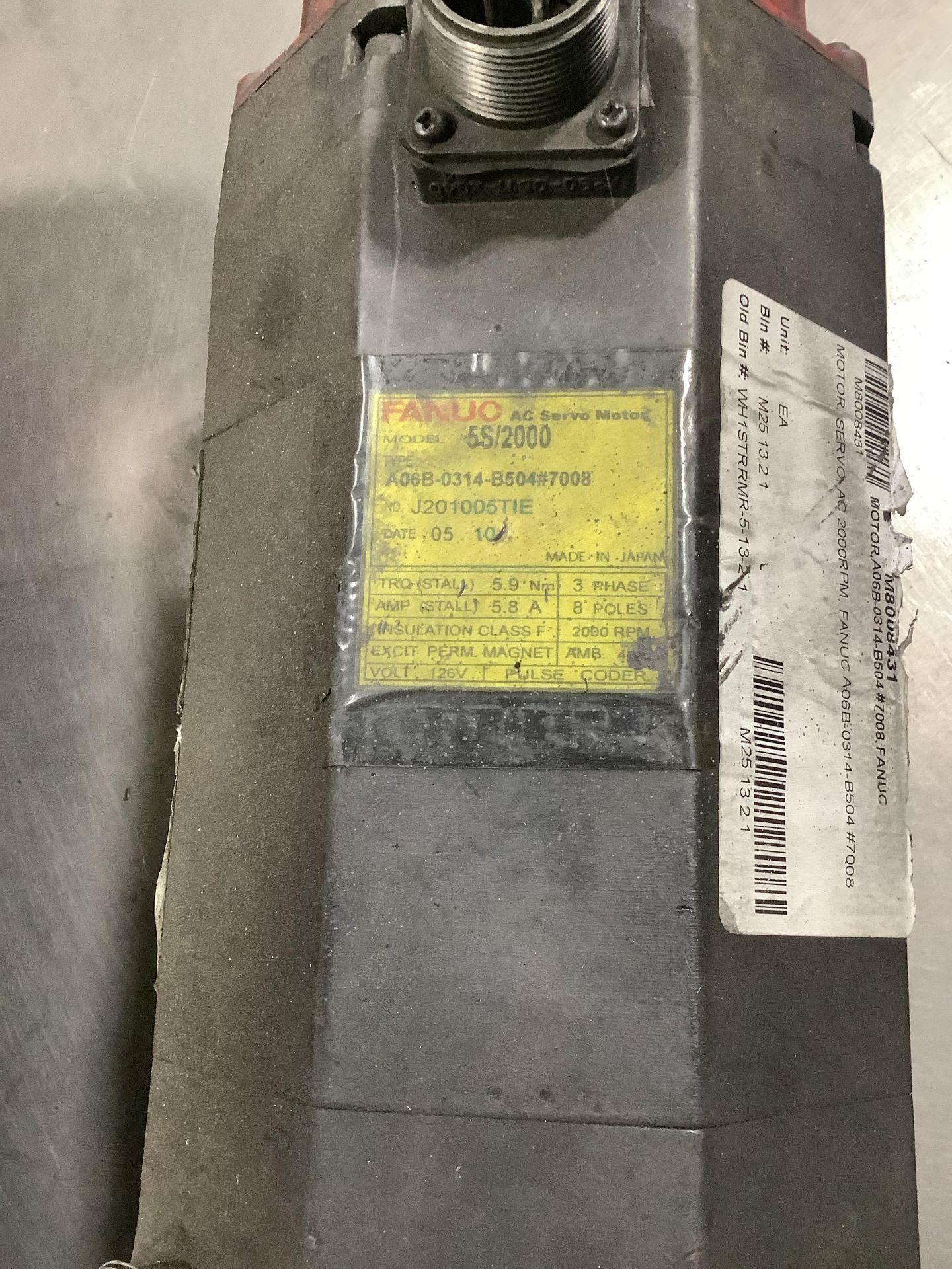 Lot of 2 Fanuc A06B-0314-B504#7008 Servo Motors - Image 2 of 4