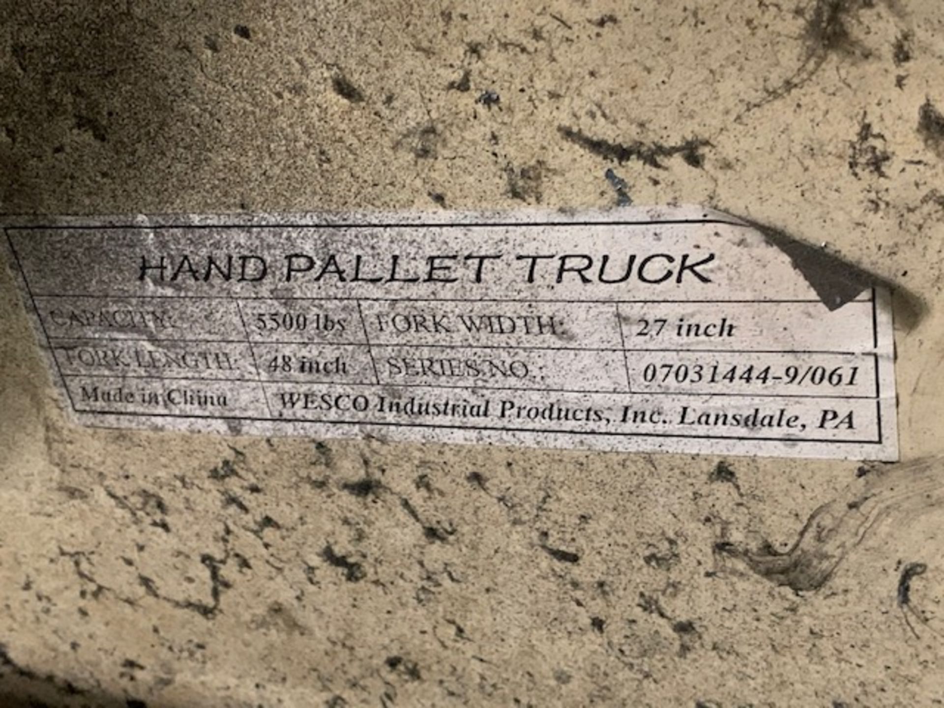 5,500LB Wesco Hand Pallet Truck - Image 5 of 5