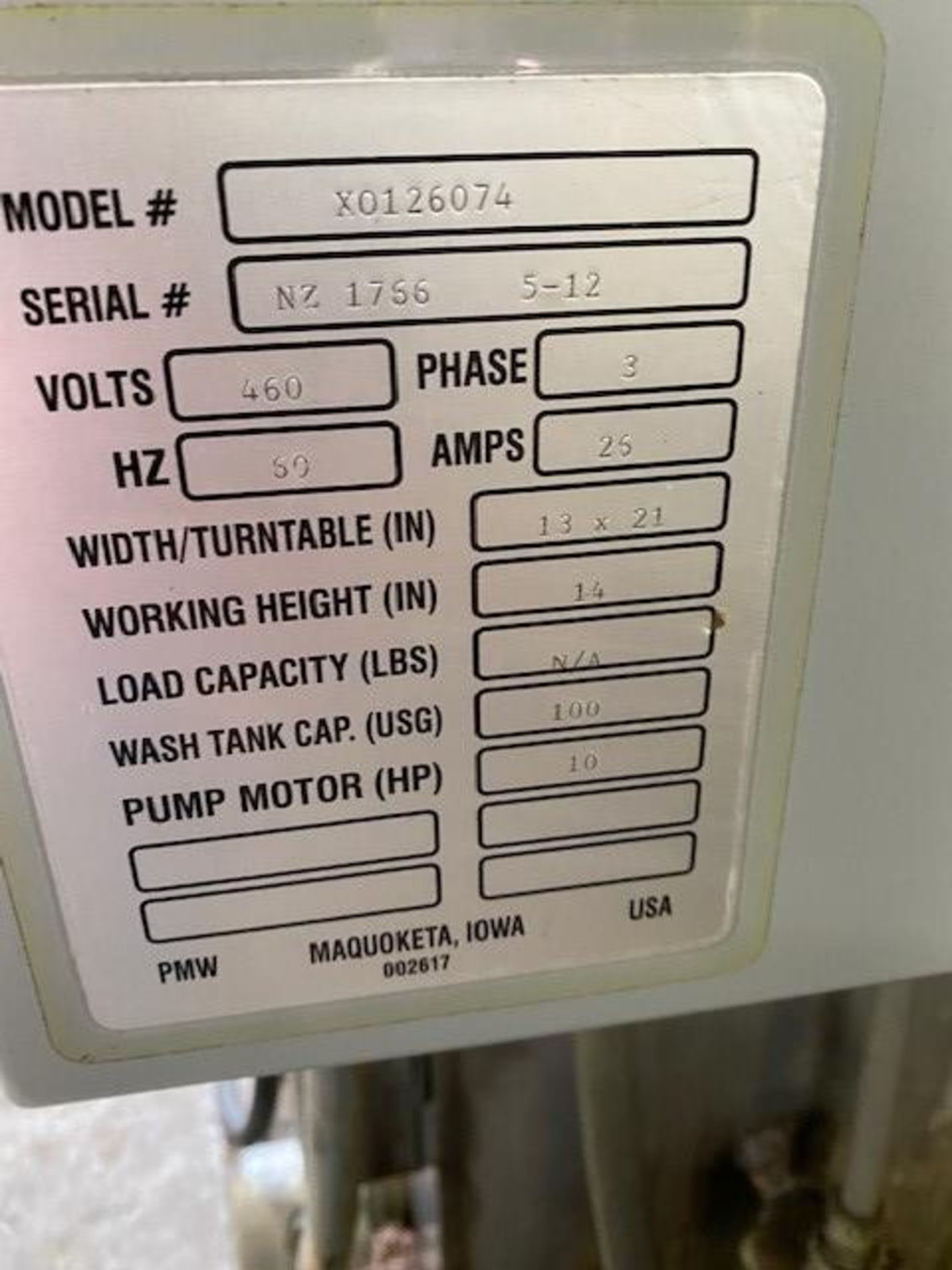 AEC Systems Top Load Parts Washer Mod# X0126074 - Image 6 of 7