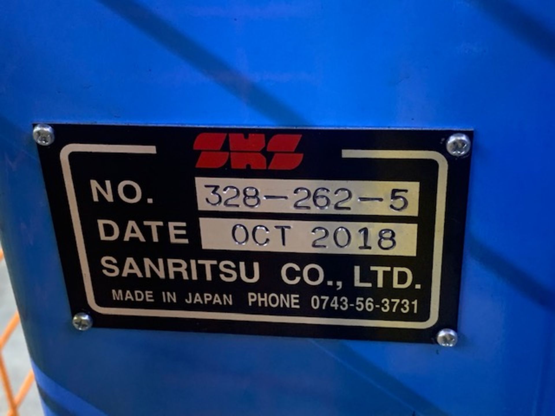 Sanritsu V-Belt Grinder Machine, 1-Arm, Dual Type, Mfg'd: 10-2018 Serial# 328-262-5 15 HP Main Motor - Image 12 of 12