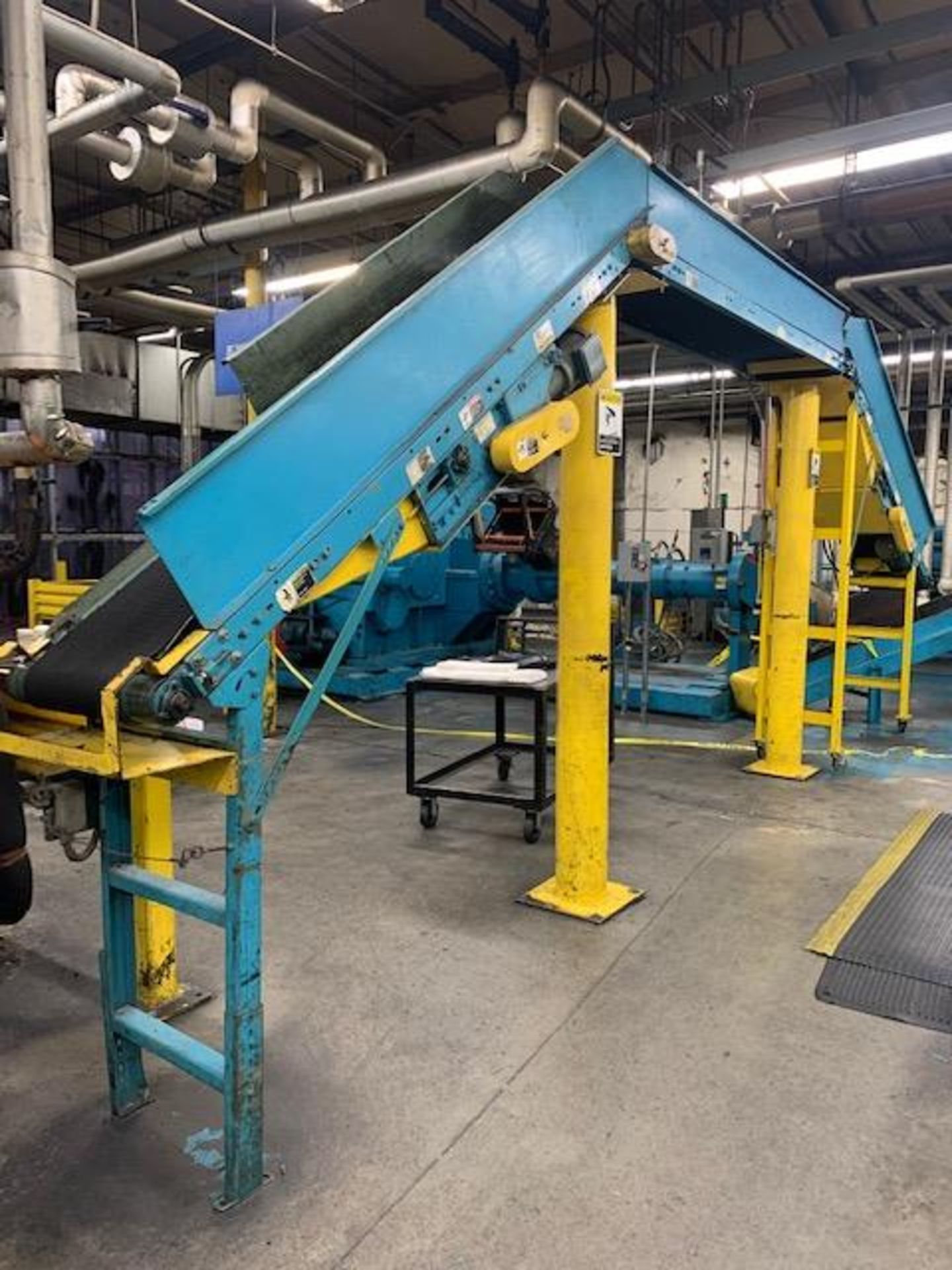 14-1/4" Wide Hytrol Flat Belt Conveyor, 3 Sections, from Cracker Mill to Main Conveyor to Calender