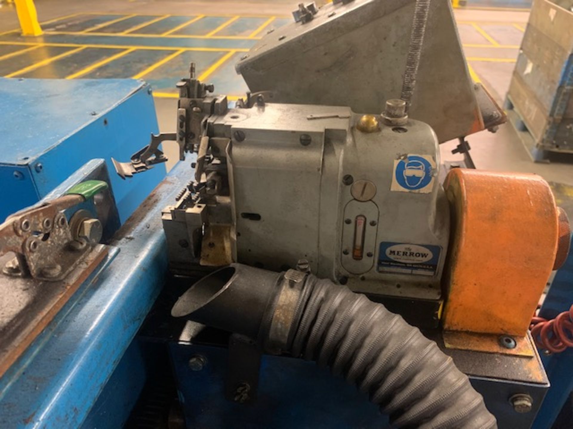 Dayco Rewind Table w/ Controls & Merrow 70-D3B2 Industrial Butt Seamer, 61-1/2" Long Rollers - Image 8 of 9