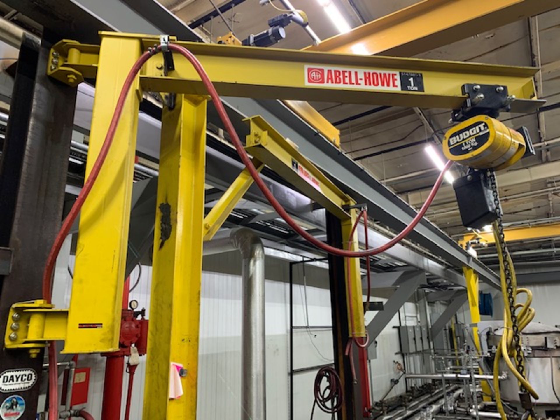 Abell - Howe 1 Ton Beam Mounted Jib Crane w/ 1 Ton Budgit Air Hoist - Image 2 of 7