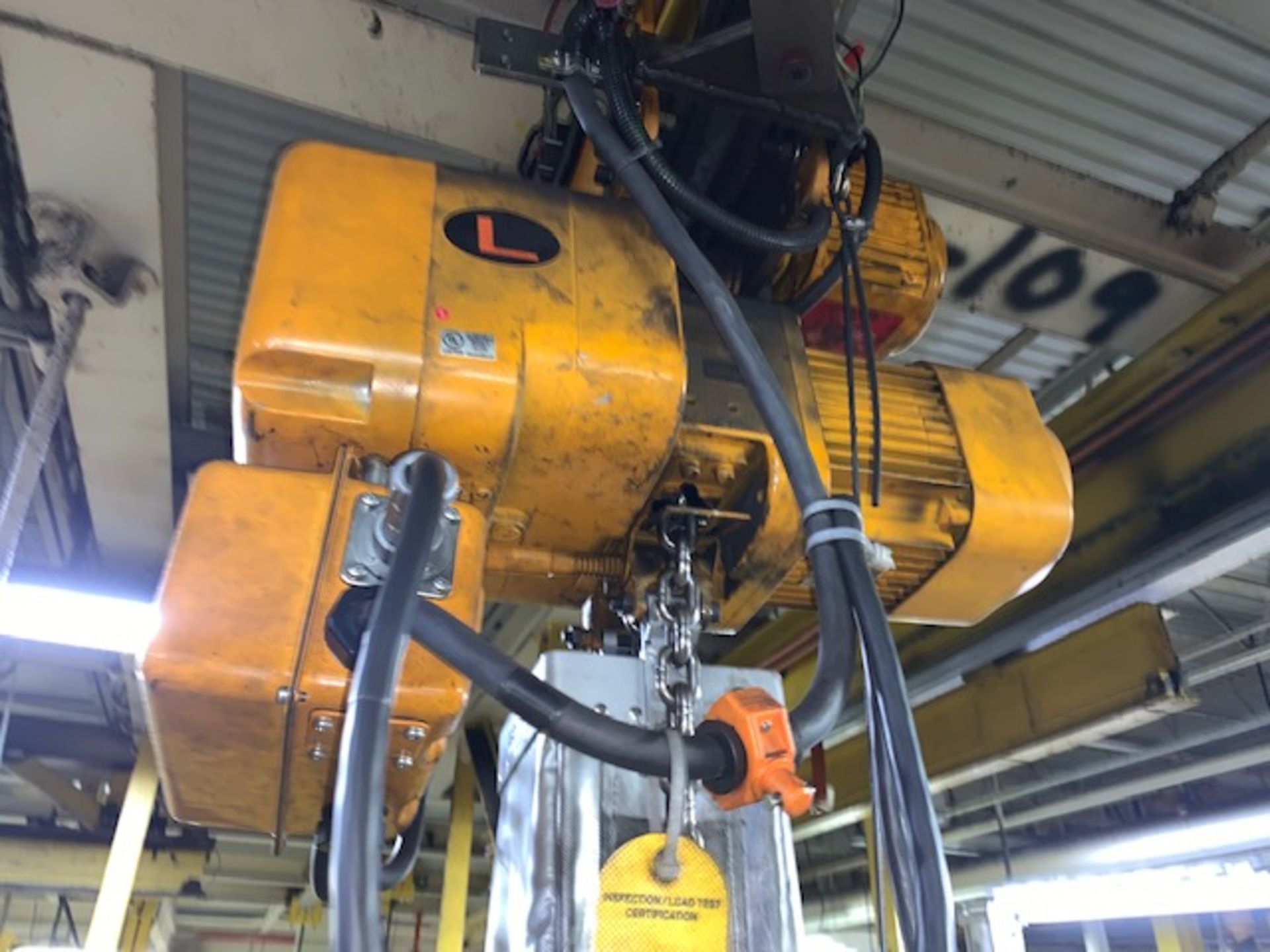 2 Ton Harrington Electric Chain Hoist w/ Pendant & Power Trolley, 14 FPM, Mfg'd: 2018 - Image 3 of 7