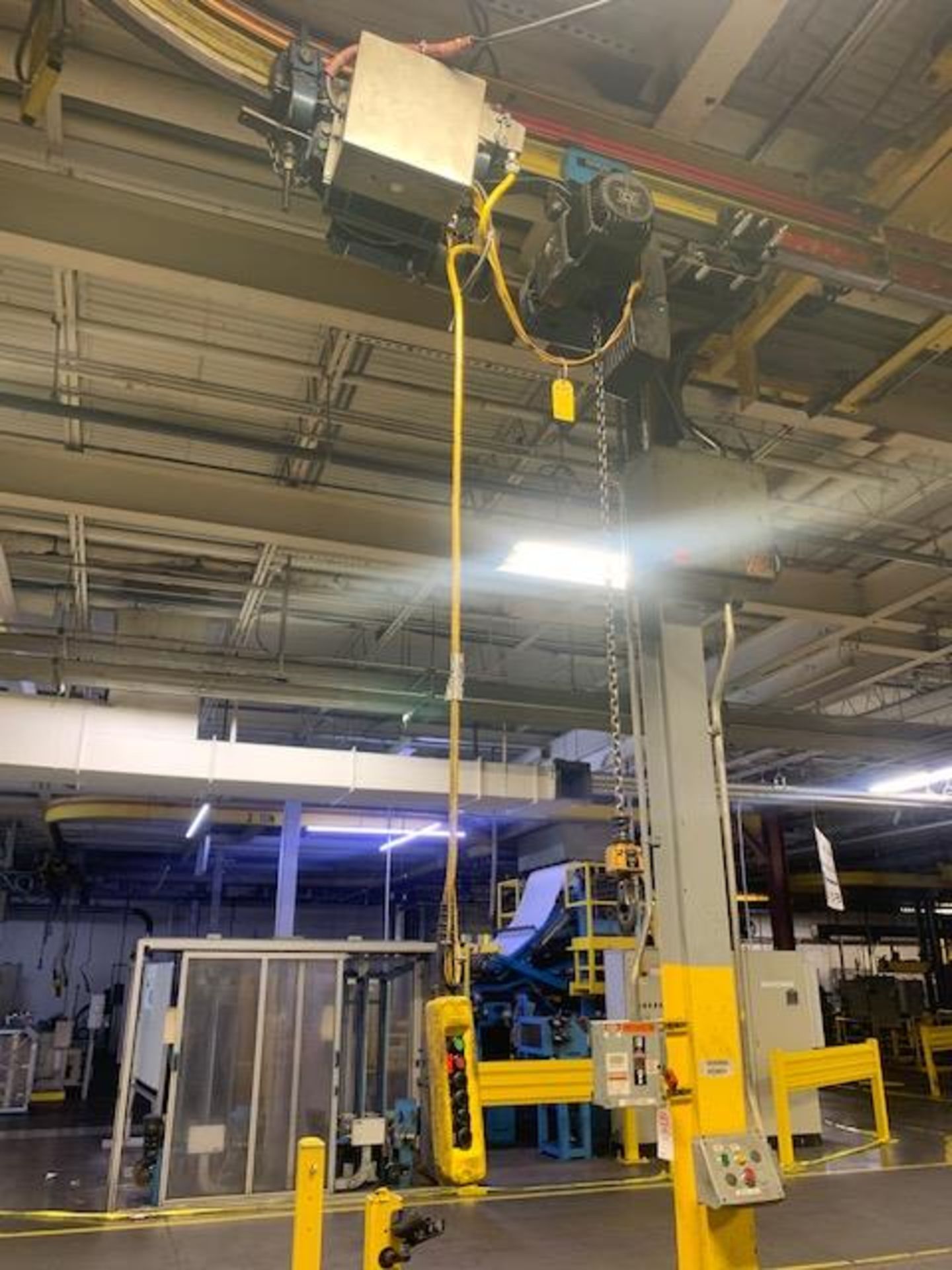 1 Ton Demag Electric Chain Hoist w/ Seperate Power Trolley Attached, Pendant Unit
