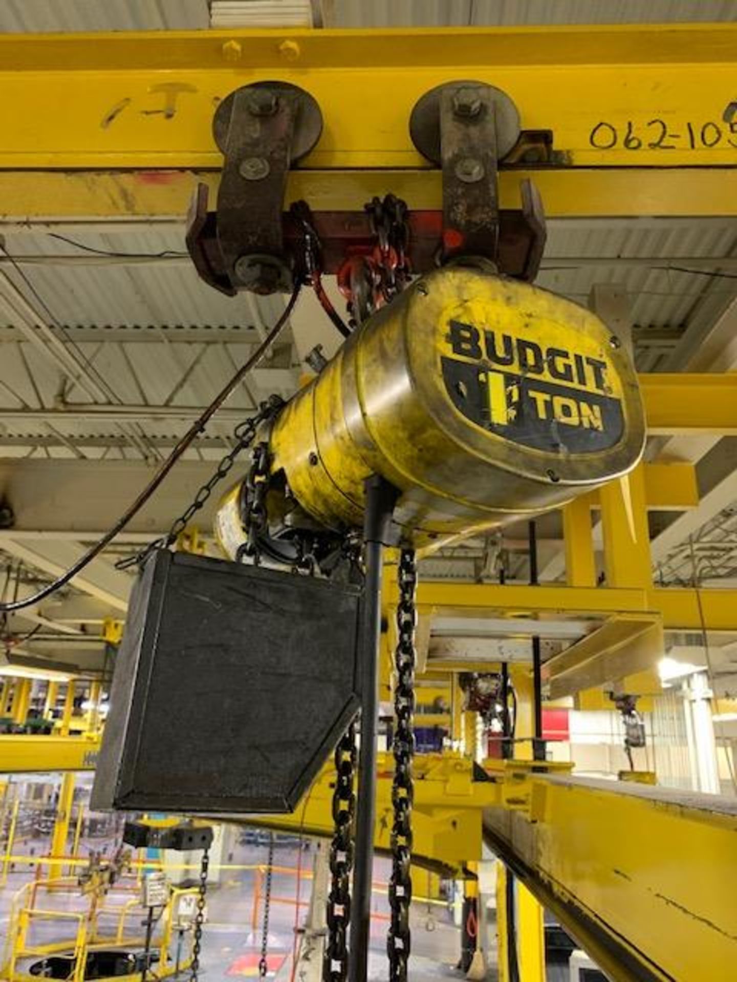 1 Ton Budgit Electric Chain Hoist, w/ Manual Trolley & Pendant - Image 2 of 5