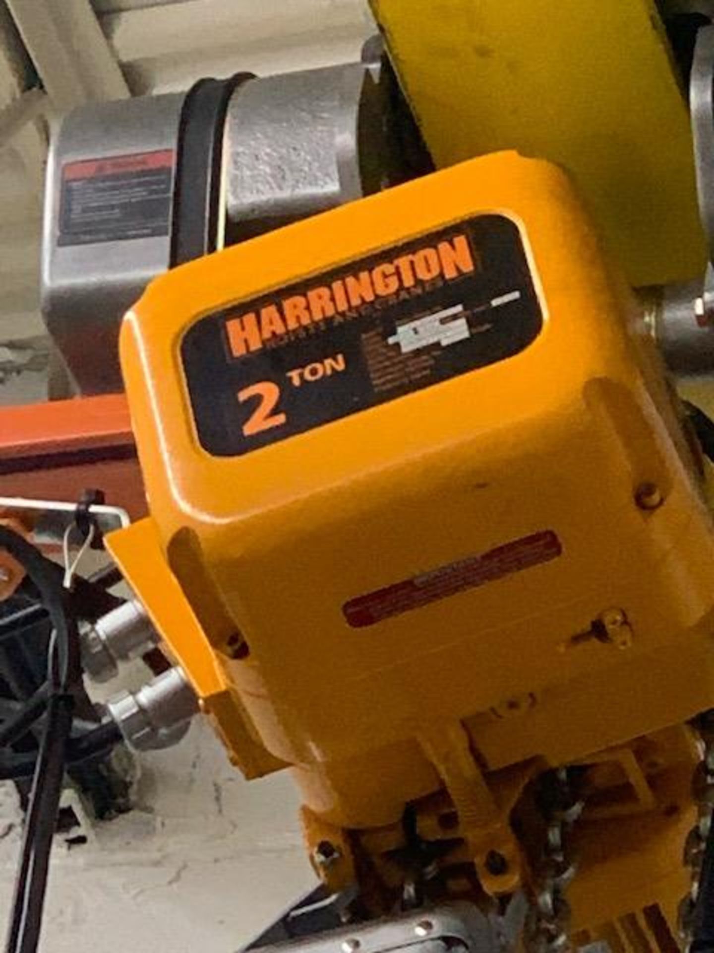 2 Ton Harrington Electric Chain Hoist w/ Power Trolley & Pendant, Mfg'd: 2019, LIKE NEW - Image 3 of 8