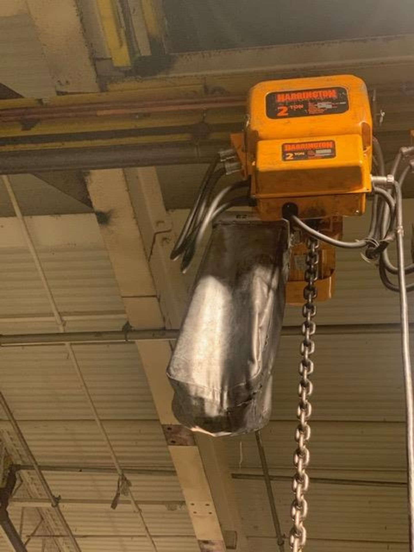 2 Ton Harrington Electric Chain Hoist w/ Power Trolley & Pendant, 14 FPM, Mfg'd: 2018 - Image 3 of 6