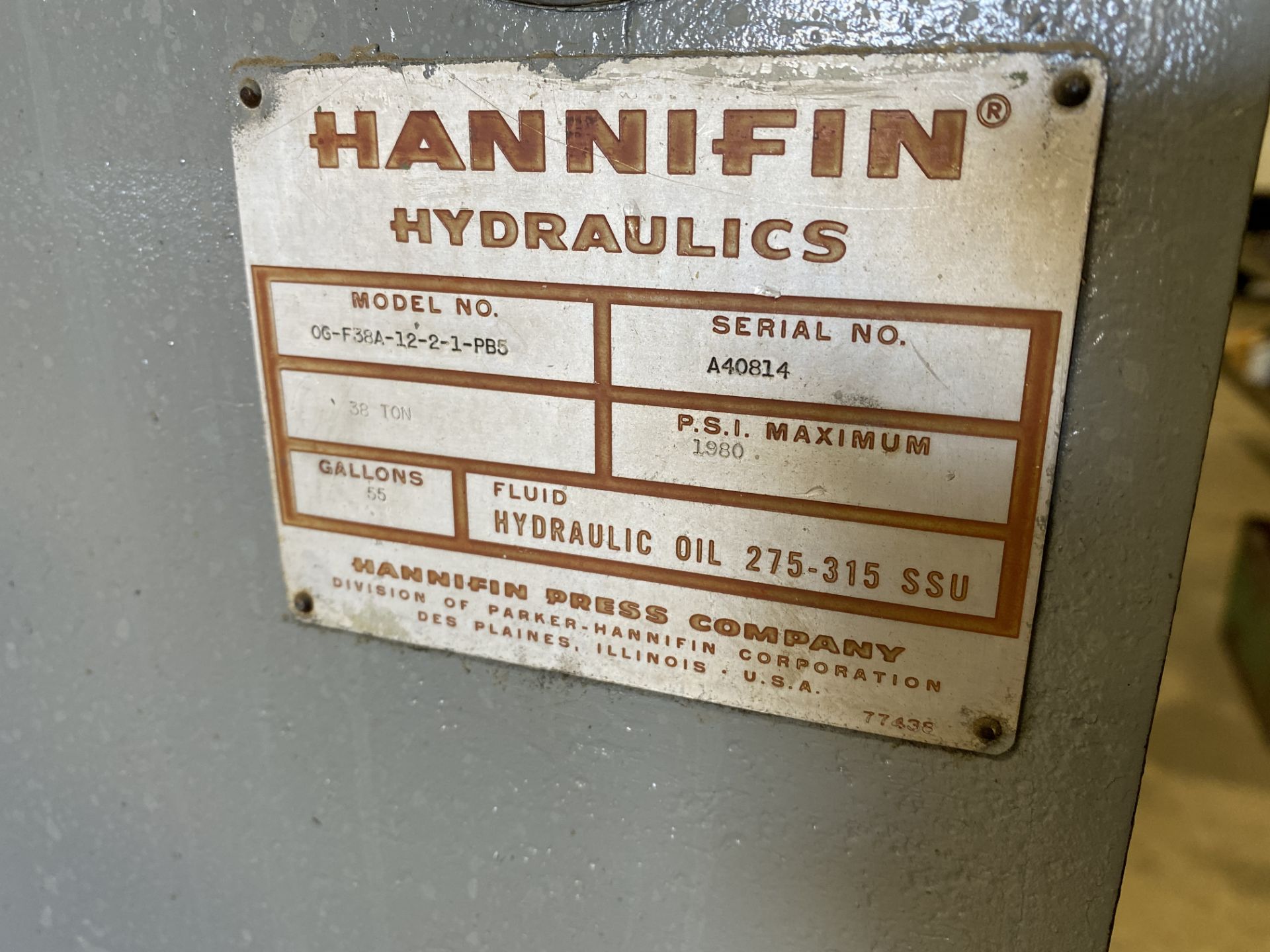 Hannifin 38 Ton Hydraulic Press - Image 8 of 8