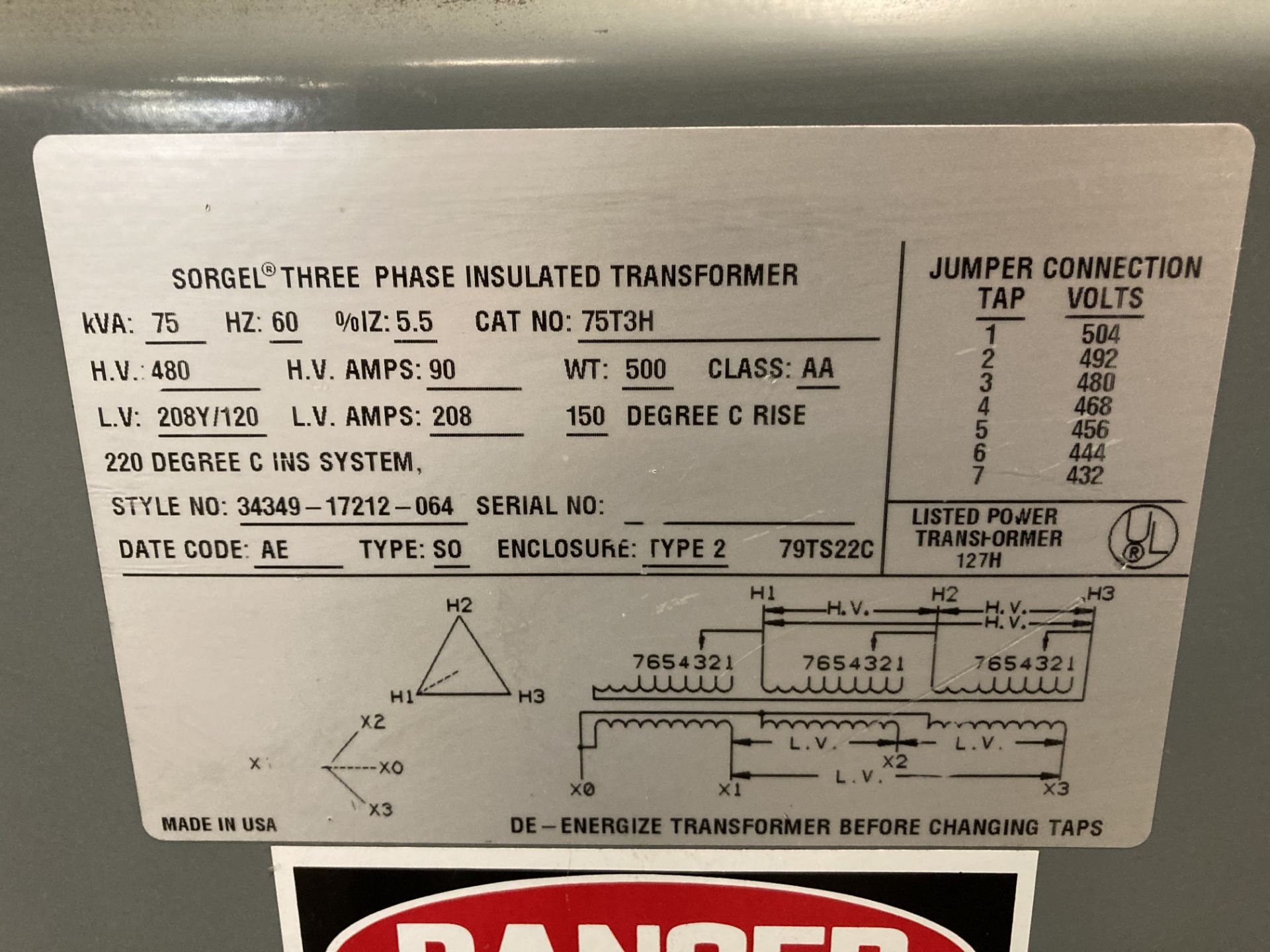 75KVA Sorgel Three Phase Transformer - Image 4 of 4