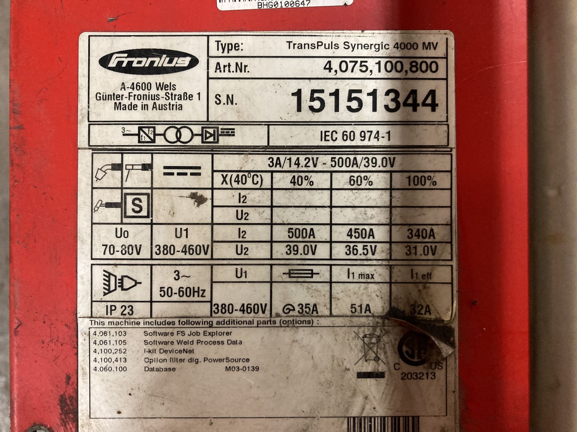 (3) Fronius TransPuls Synergic 4000 MV Welders **Both units have repair tag that says "Error - Image 5 of 14