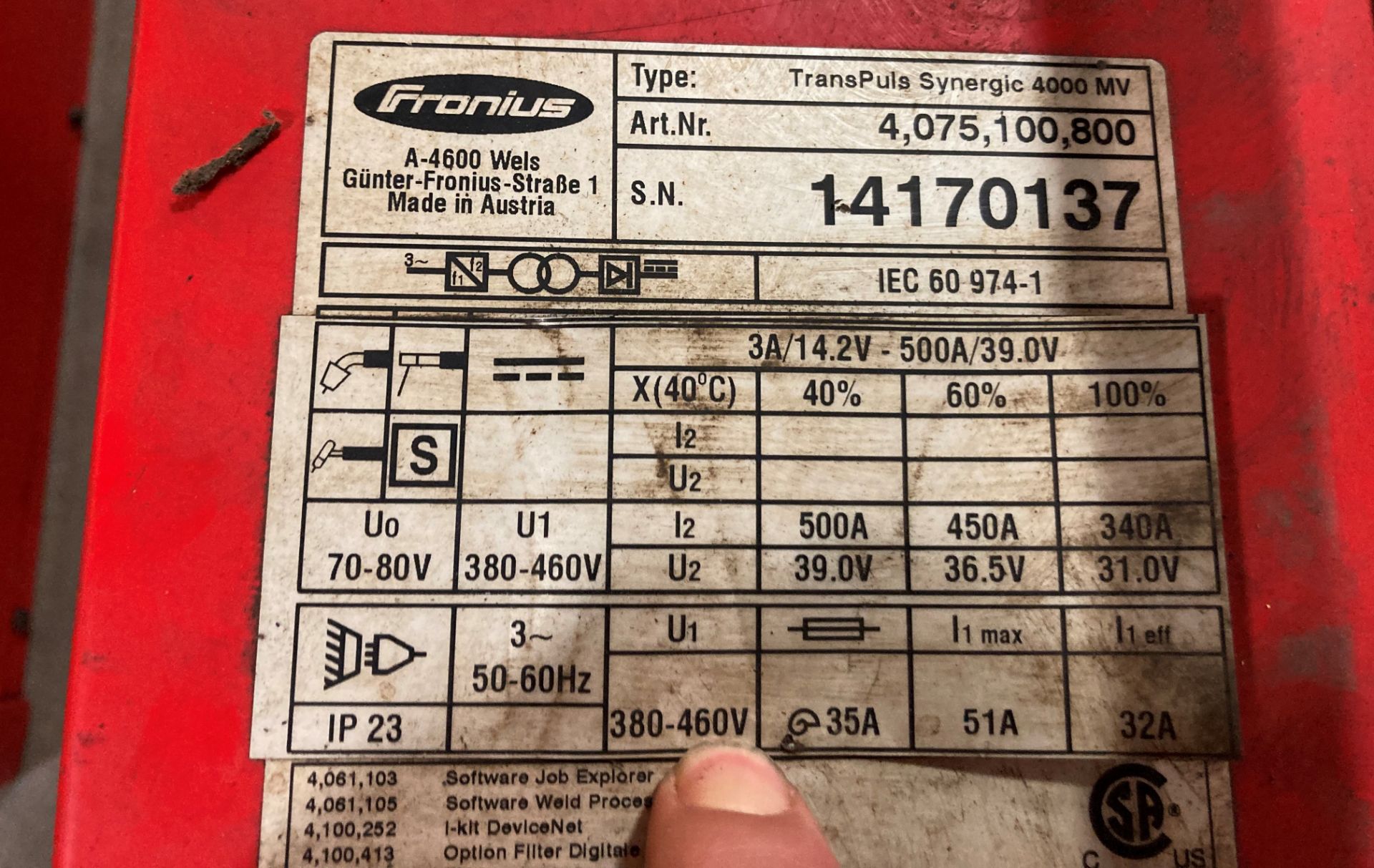 (3) Fronius TransPuls Synergic 4000 MV Welders **Both units have repair tag that says "Error - Image 7 of 14