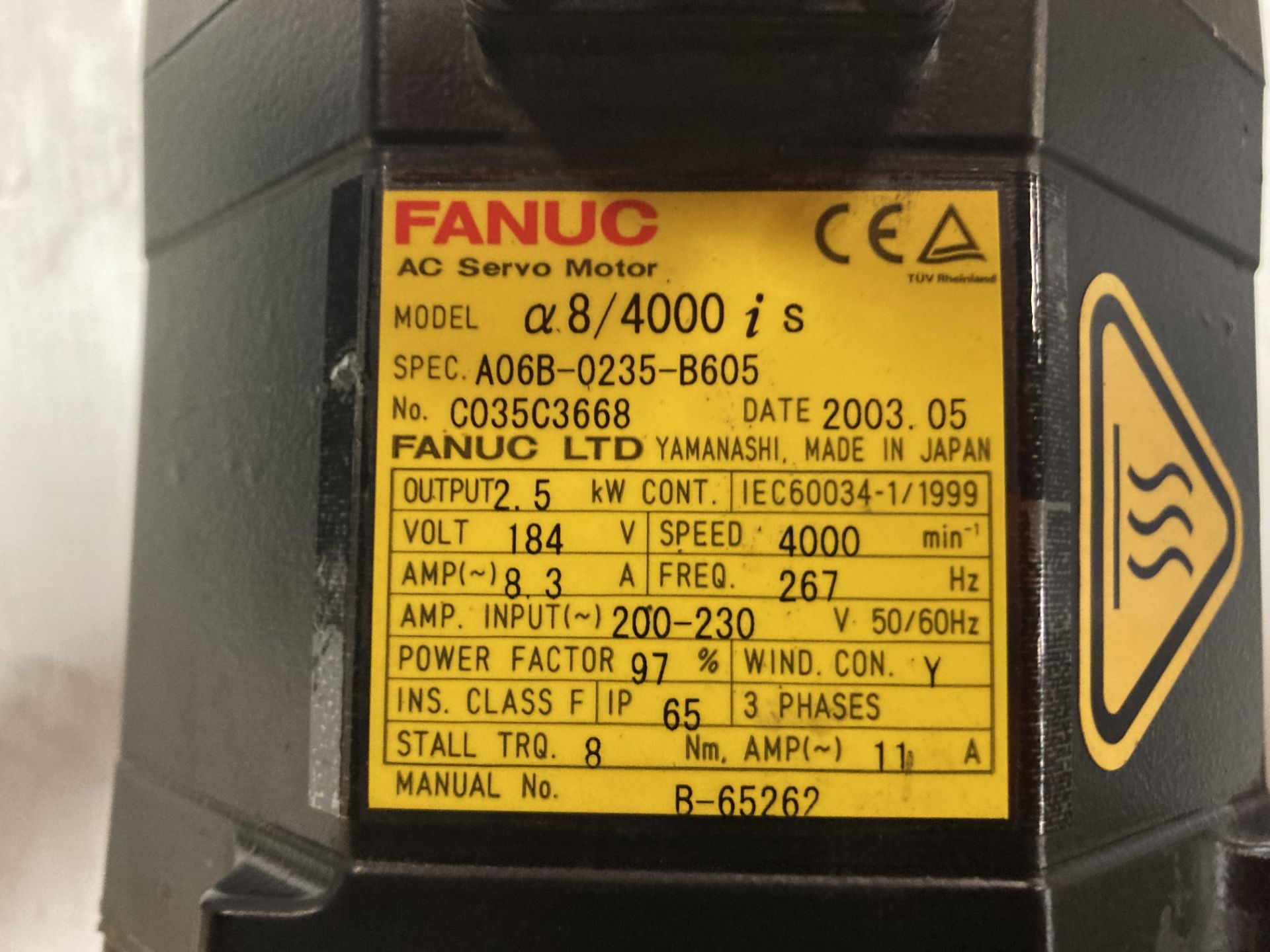 (2) Fanuc AC Servo Motor, M/N: a8/4000is - Bild 7 aus 7