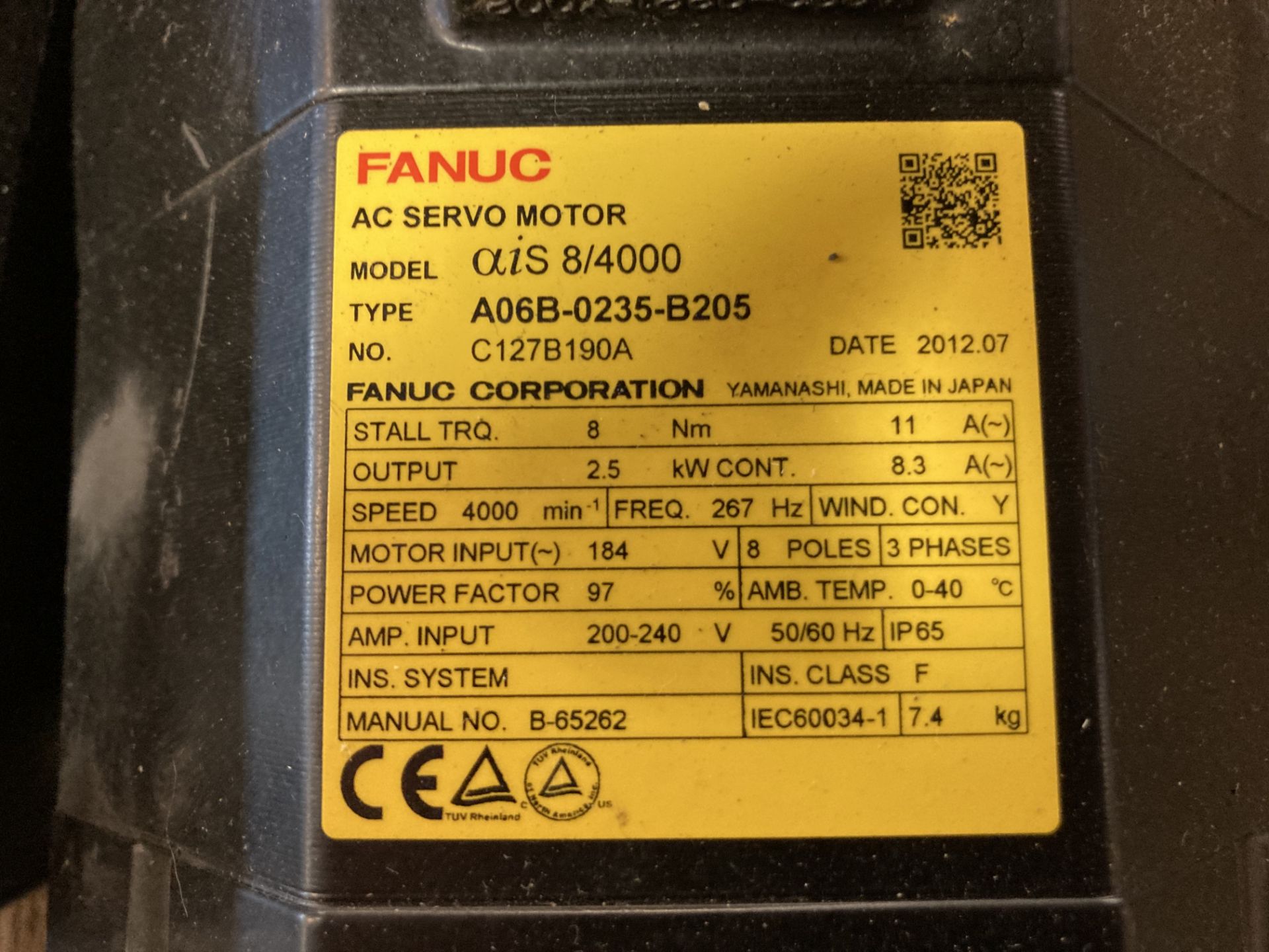 (2) Fanuc AC Servo Motors, M/N: ais 8/4000 - Image 5 of 5