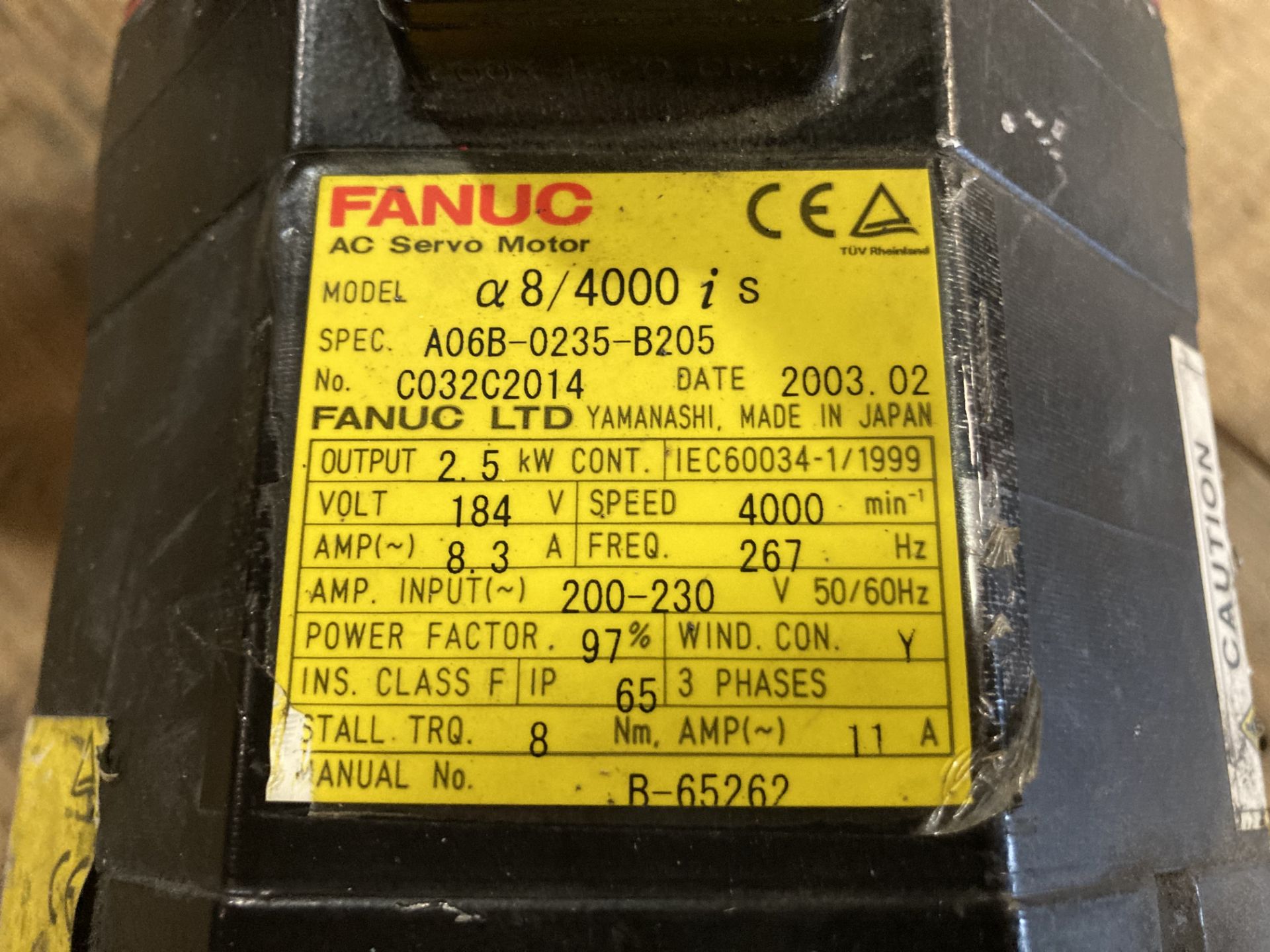 Fanuc AC Servo Motor, M/N: a8/4000is - Image 5 of 5