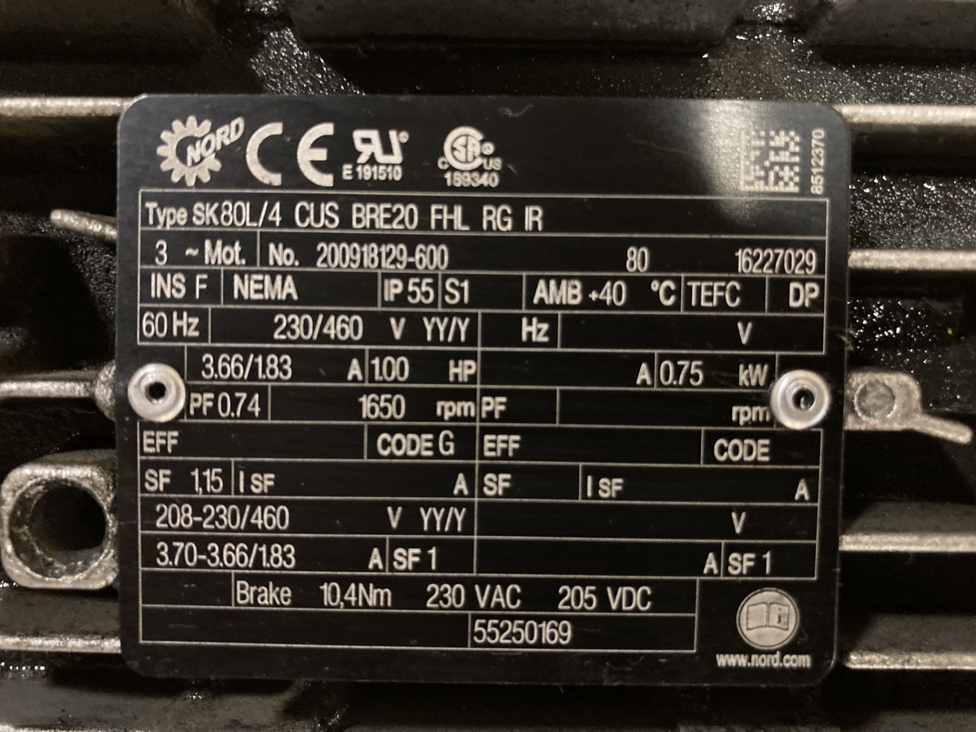 Nord 1HP AC Gear Motor - Image 5 of 5