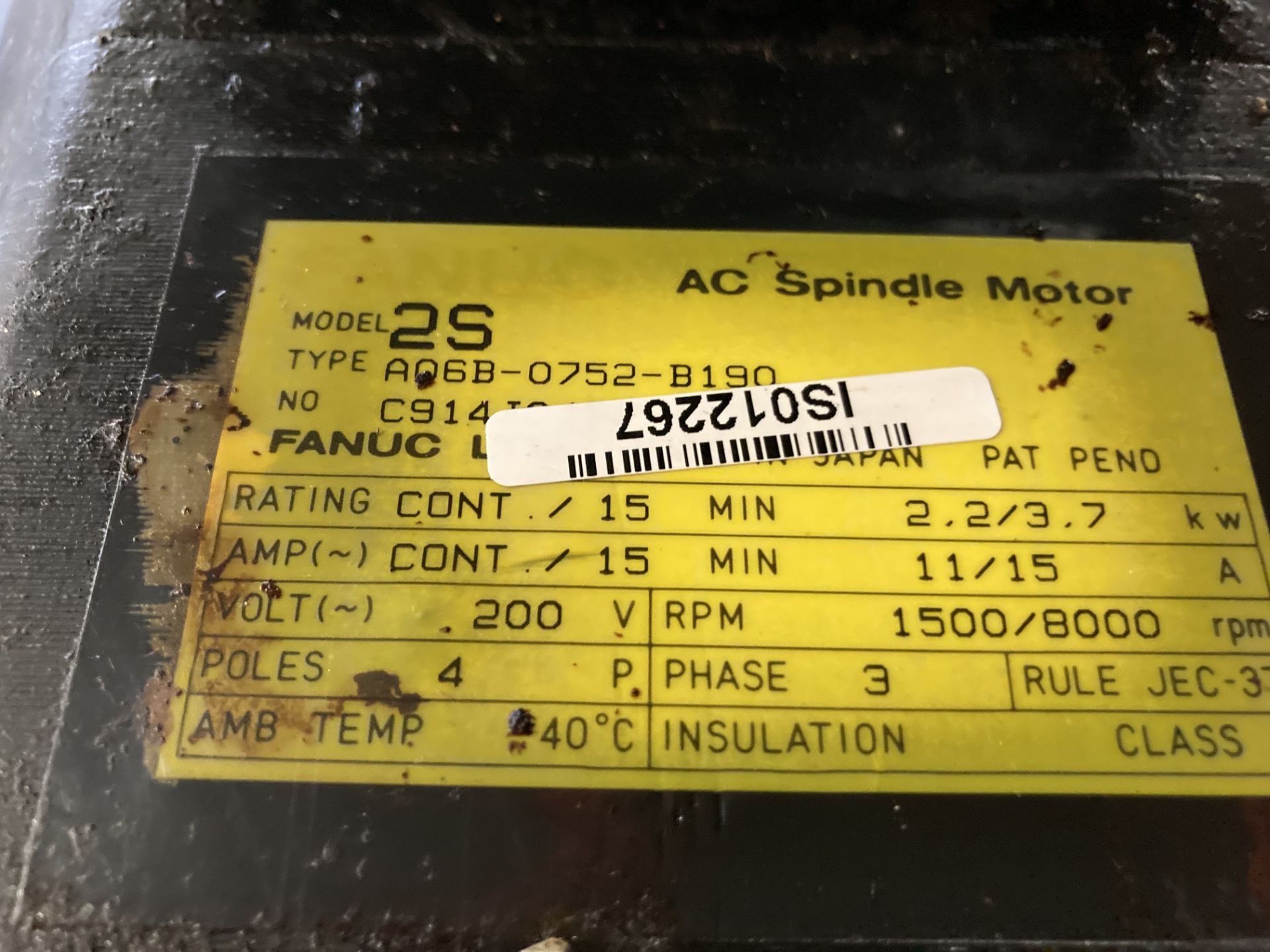 Fanuc AC Spindle Motor, M/N: 2S - Image 5 of 5