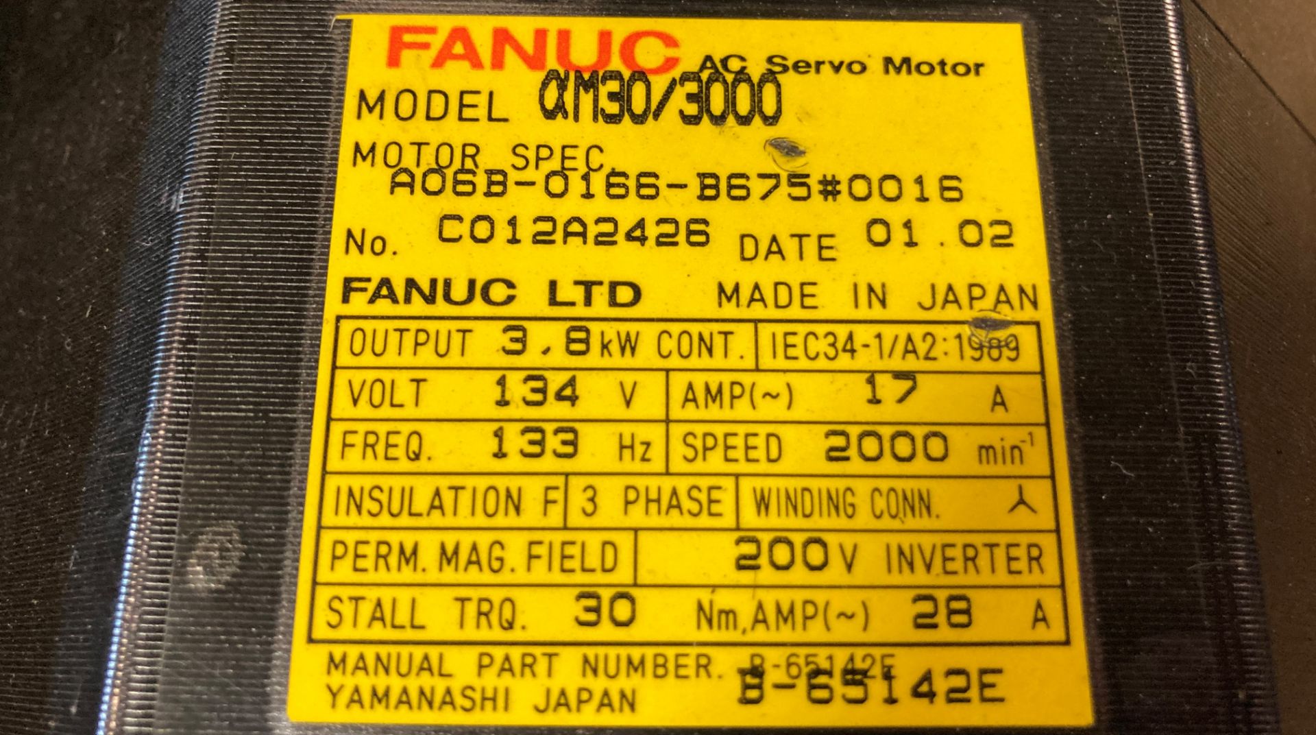 (2) Fanuc AC Servo Motors, M/N: aM30/3000 - Image 6 of 6