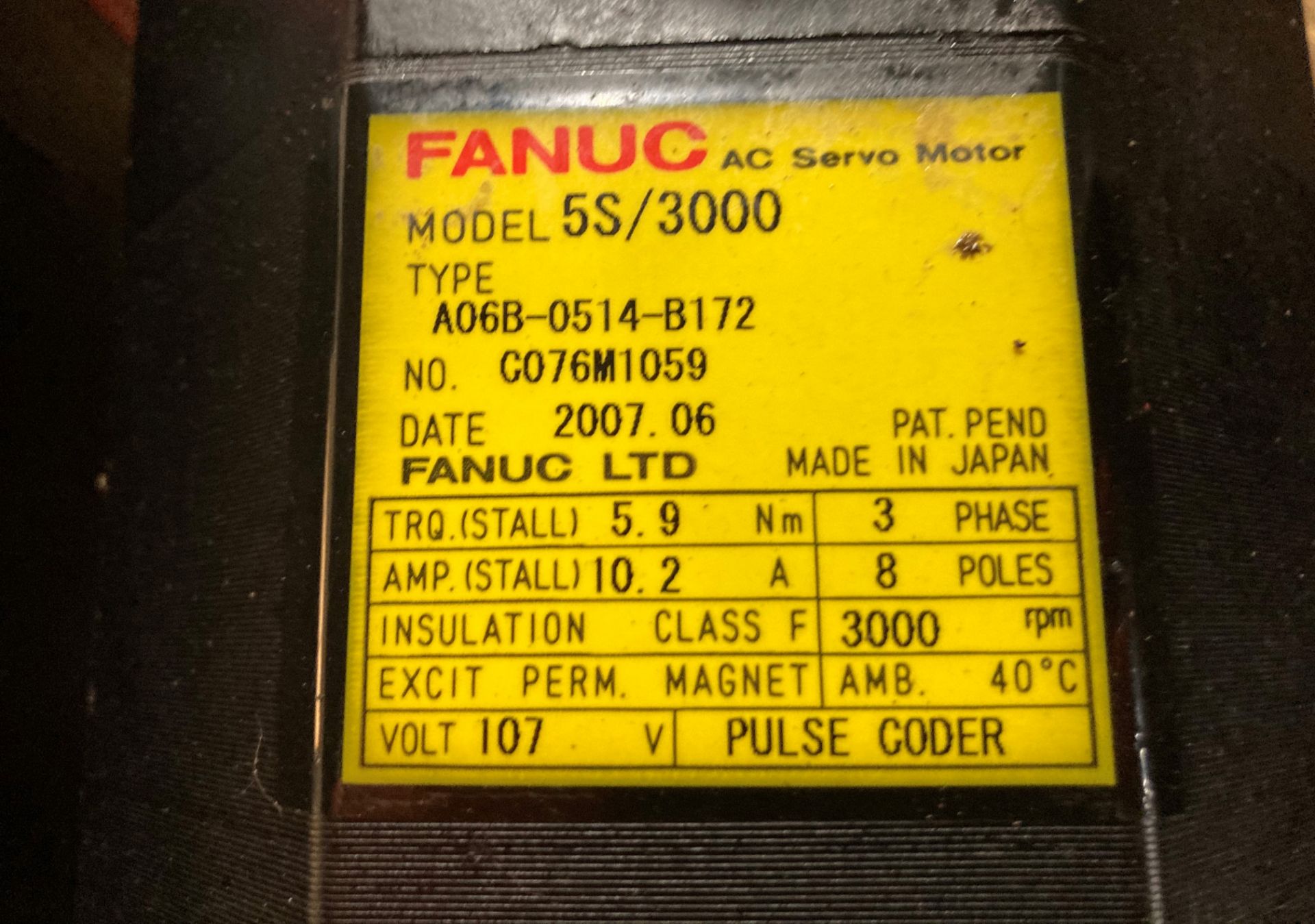 (3) Fanuc AC Servo Motors, M/N: 5S/3000 - Image 7 of 7