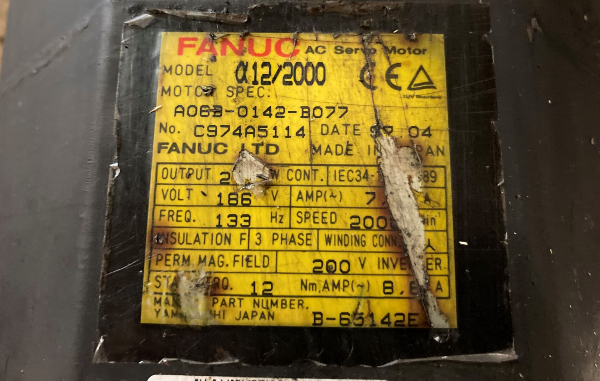 Fanuc AC Servo Motor, M/N: a12/2000 - Image 5 of 5