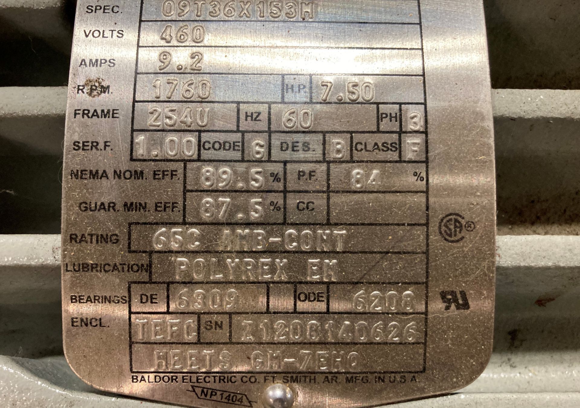 Baldor 7.5HP Electric Motor - Image 6 of 6