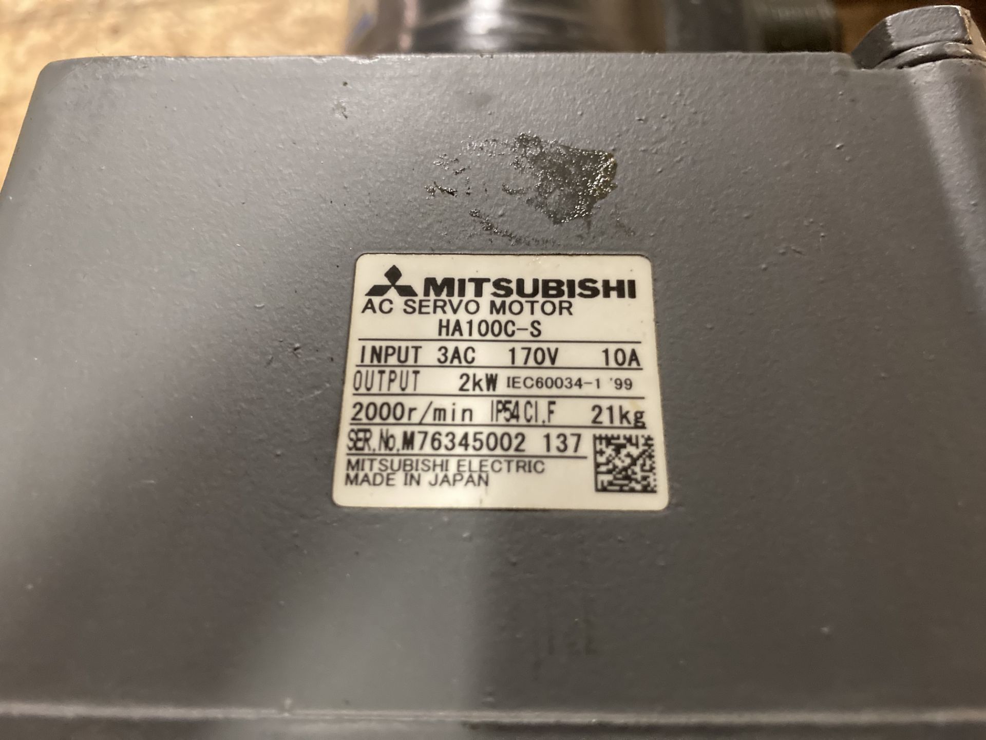 (2) Mitsubishi Permanent Magnet AC Servo Motors, P/N: HA100C - Image 5 of 6