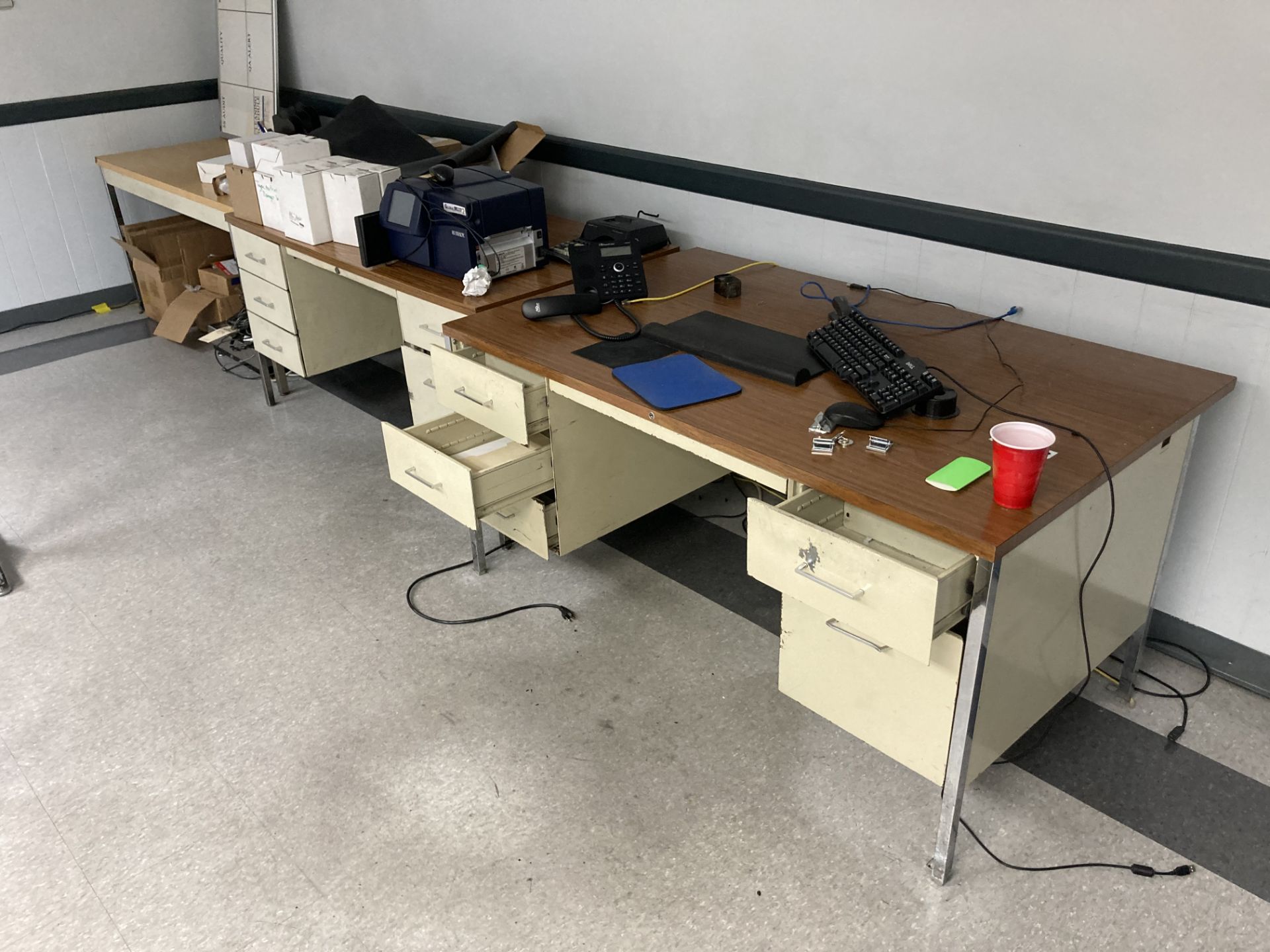 Lot of (3) Tables/Desks with Contents