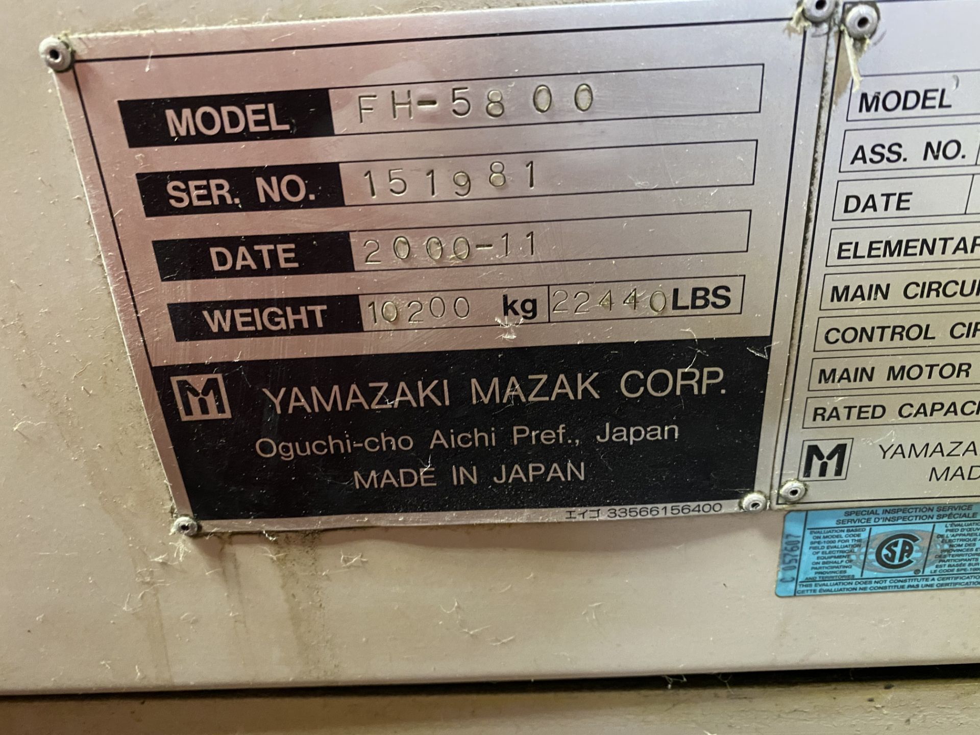 2000 Mazak FH-5800 Horizontal Machining Center - Image 7 of 11