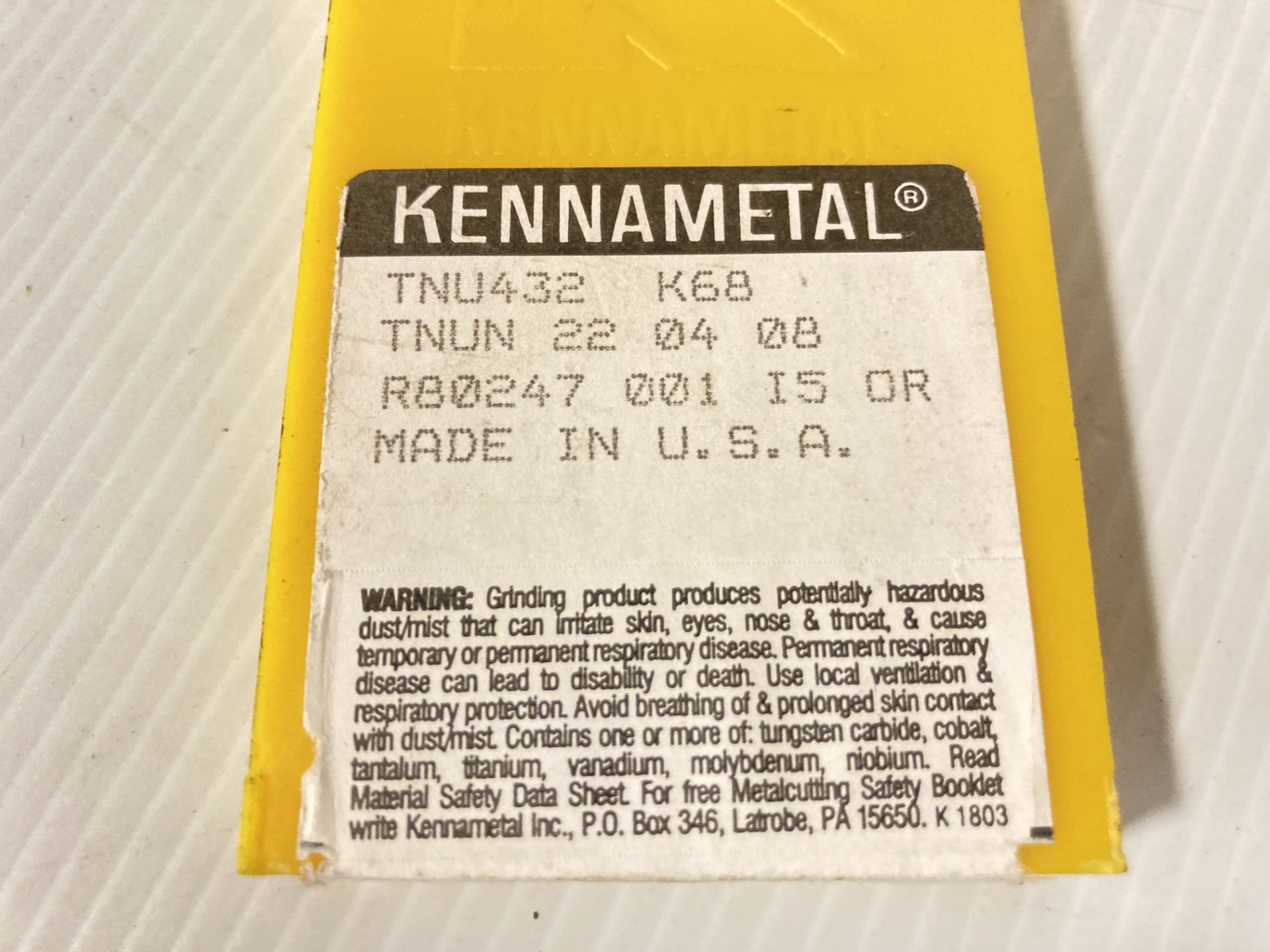 Lot of (50) New? Kennametal Carbide Inserts, P/N: TNU432 - Image 3 of 3
