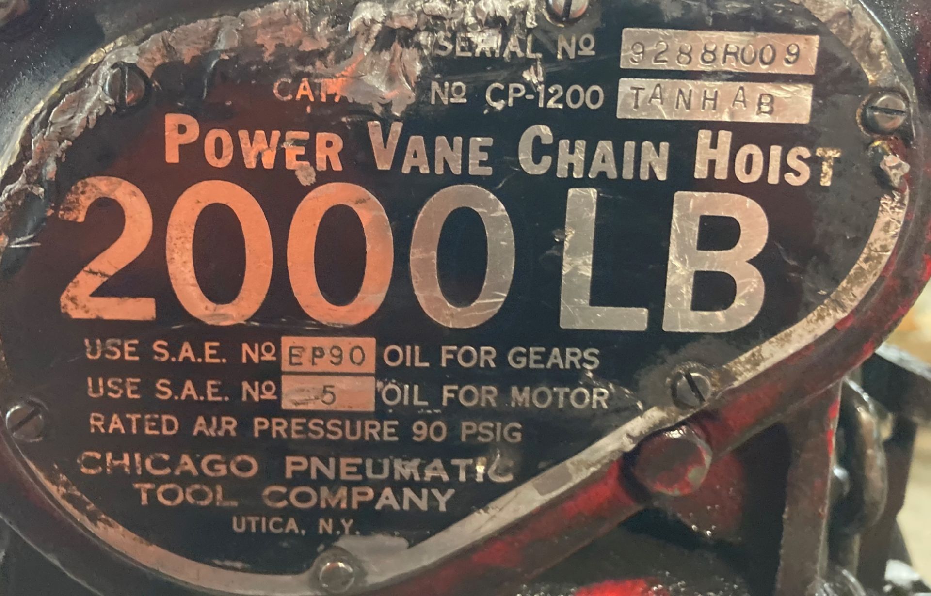 Chicago Pneumatic 1 Ton Power Van Chain Hoist, CAT: CP-1200 TANHAB - Image 6 of 6