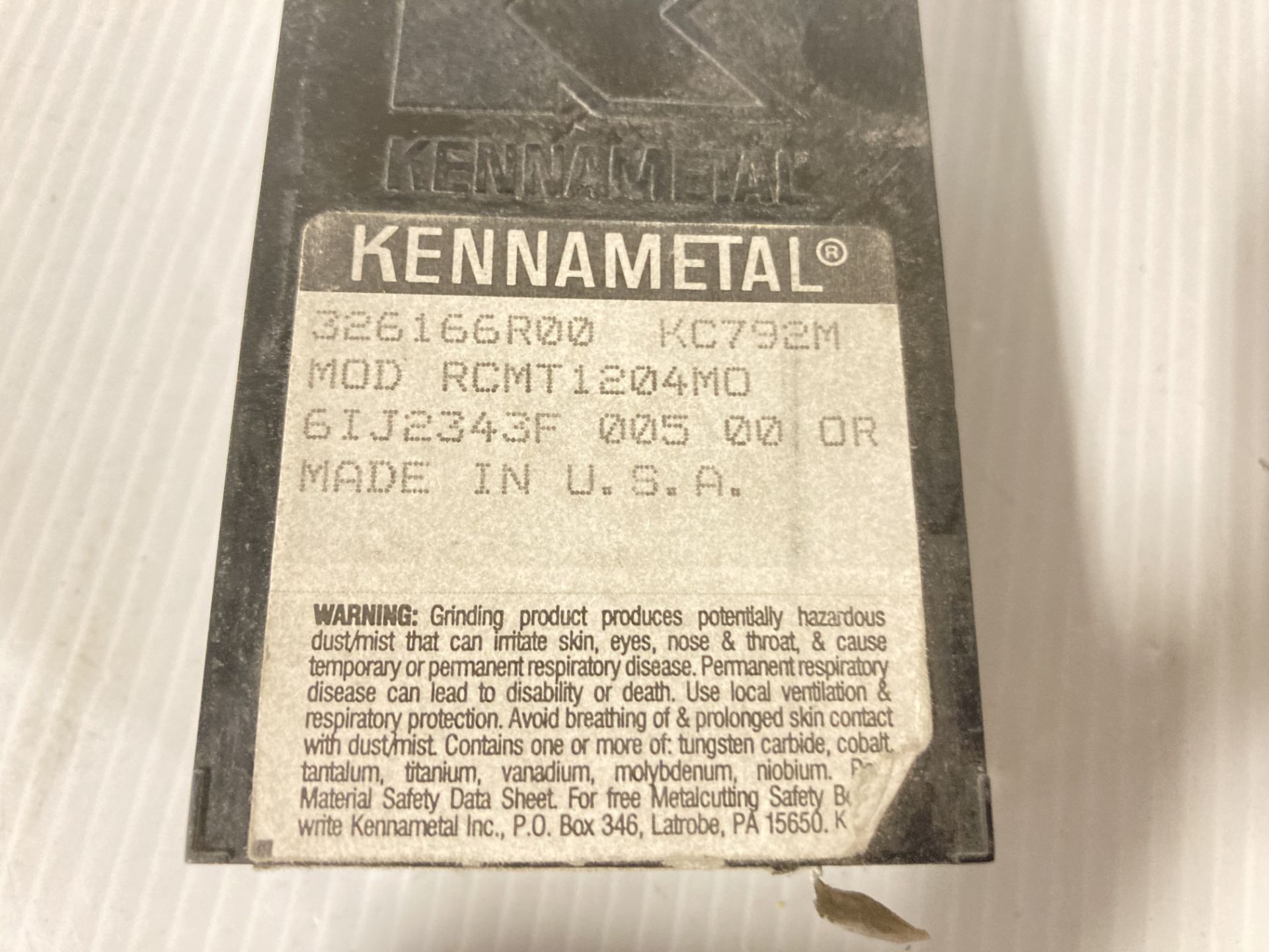 Lot of (40) New? Kennametal Carbide Inserts, P/N: RCMT1204MO - Image 3 of 3