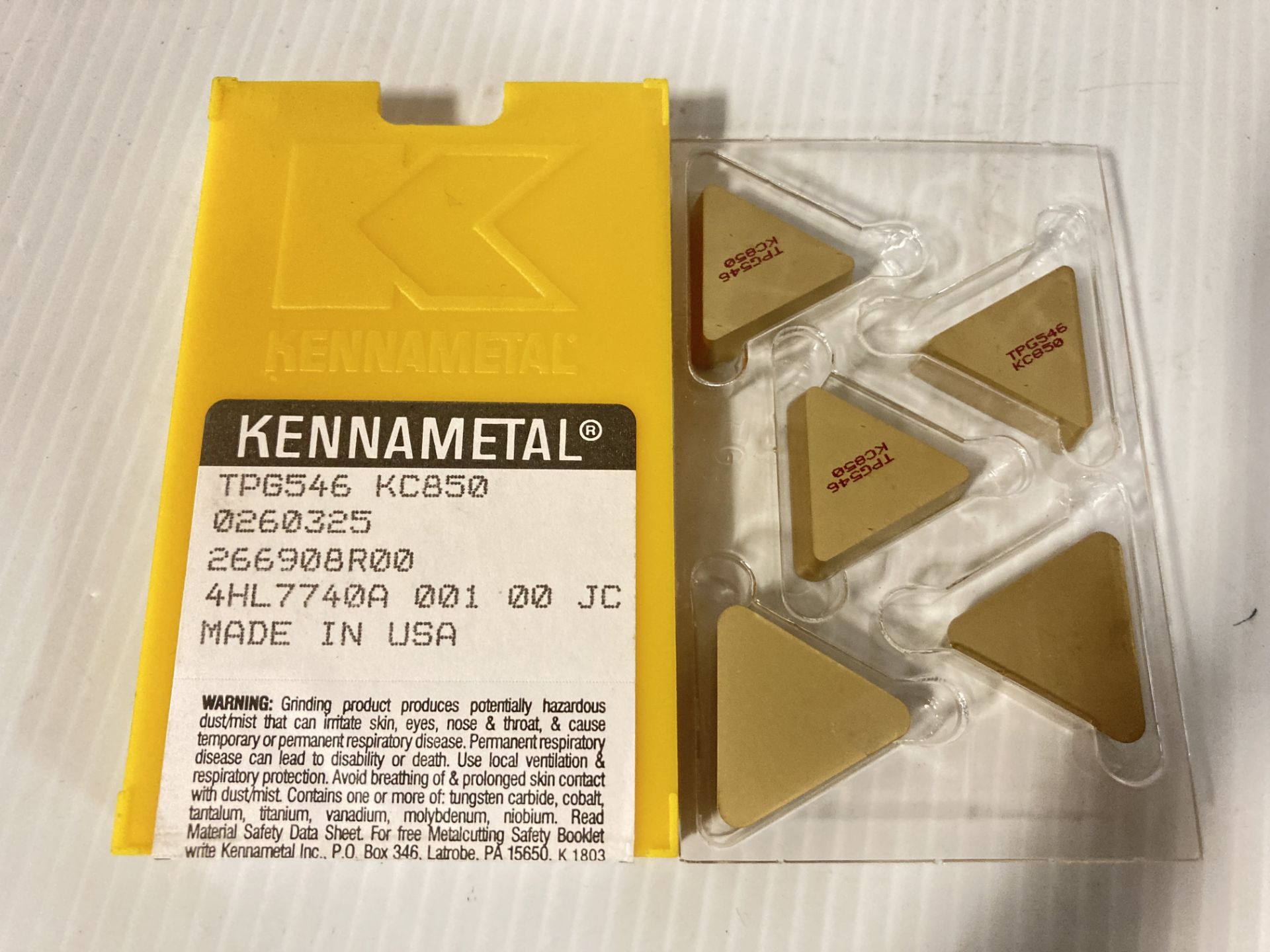 Lot of (64) New? Kennametal Carbide Inserts, P/N: TPG546(A) - Image 2 of 3