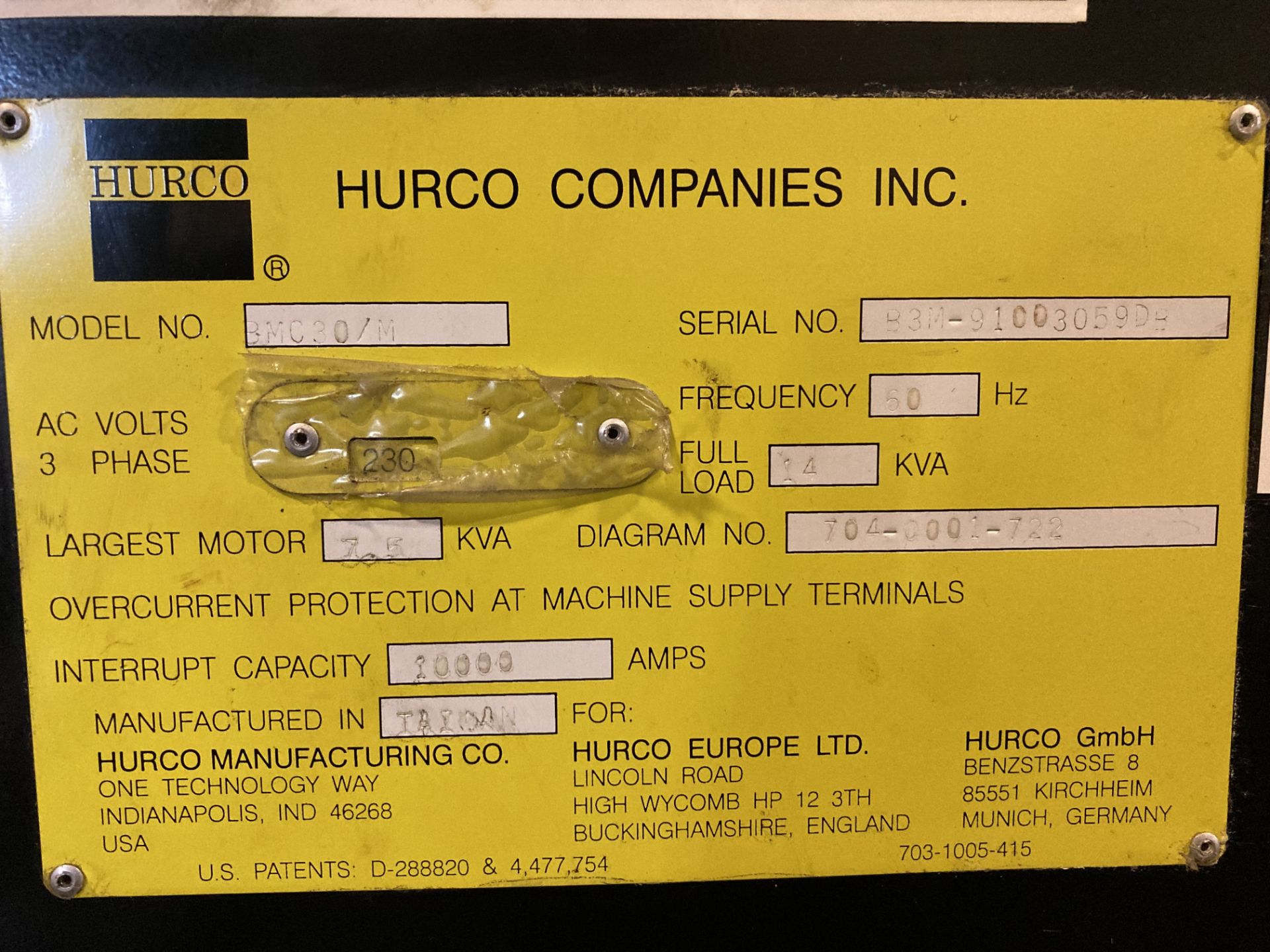 1999 Hurco #BMC3017 CNC Vertical Machining Center - Image 10 of 11