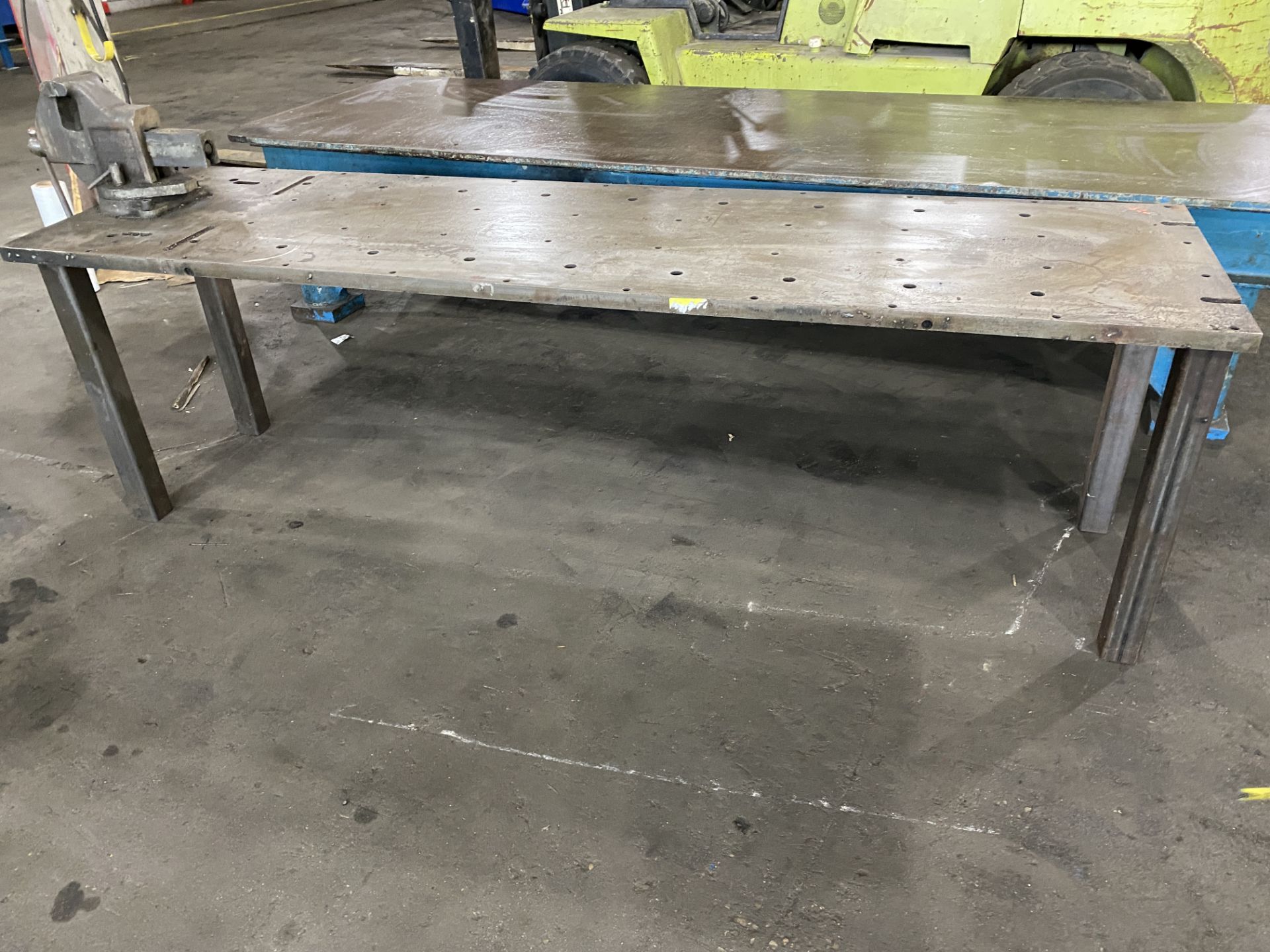 28" x 103" x 32" Steel Set-Up Table w/Vice