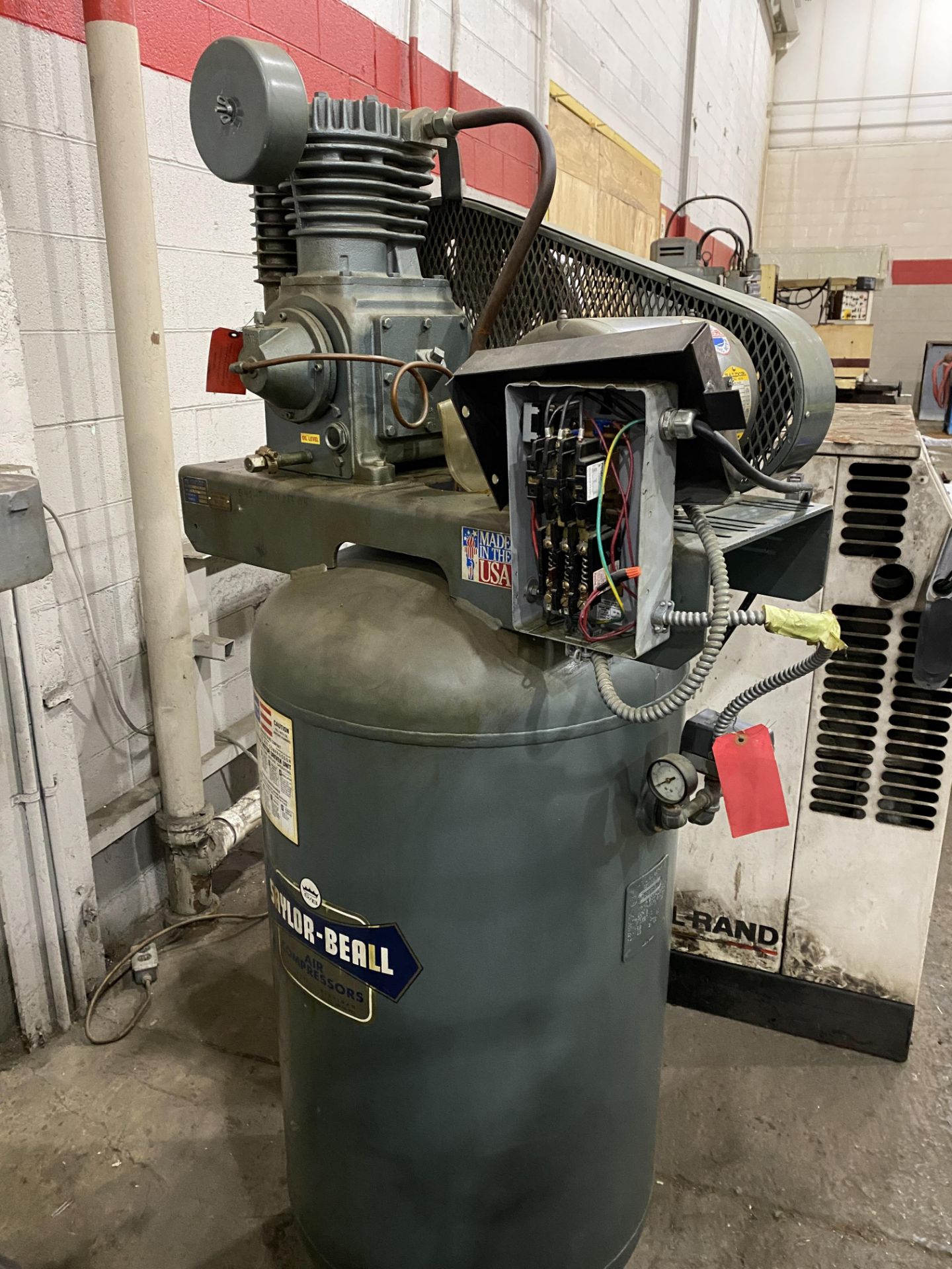 5 HP Saylor-Beall Air Compressor w/ Vertical Tank, Mod# 705 - Image 3 of 6
