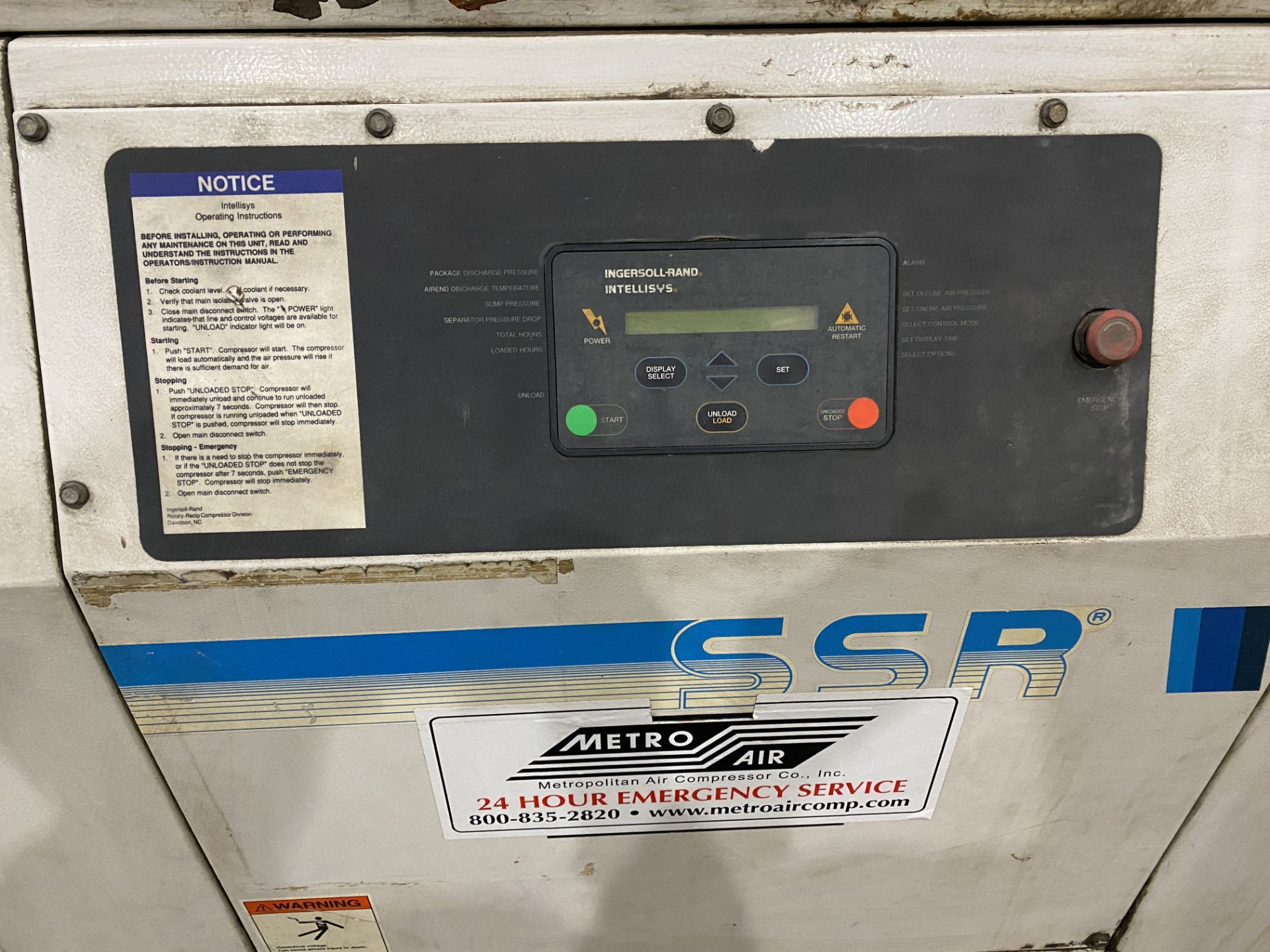 40HP Ingersoll Rand Air Compressor, Mod# SSR-EP40SE, 230/460V - Image 4 of 5