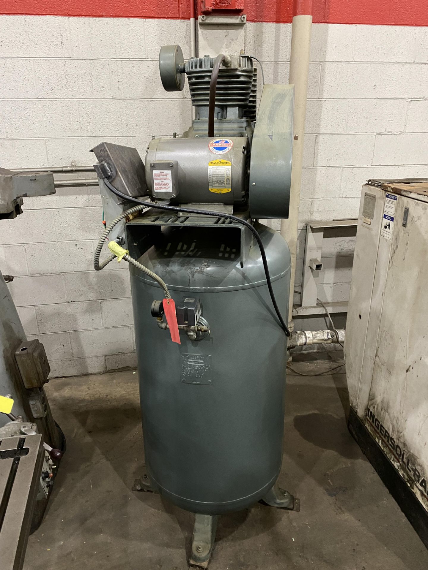 5 HP Saylor-Beall Air Compressor w/ Vertical Tank, Mod# 705 - Image 2 of 6