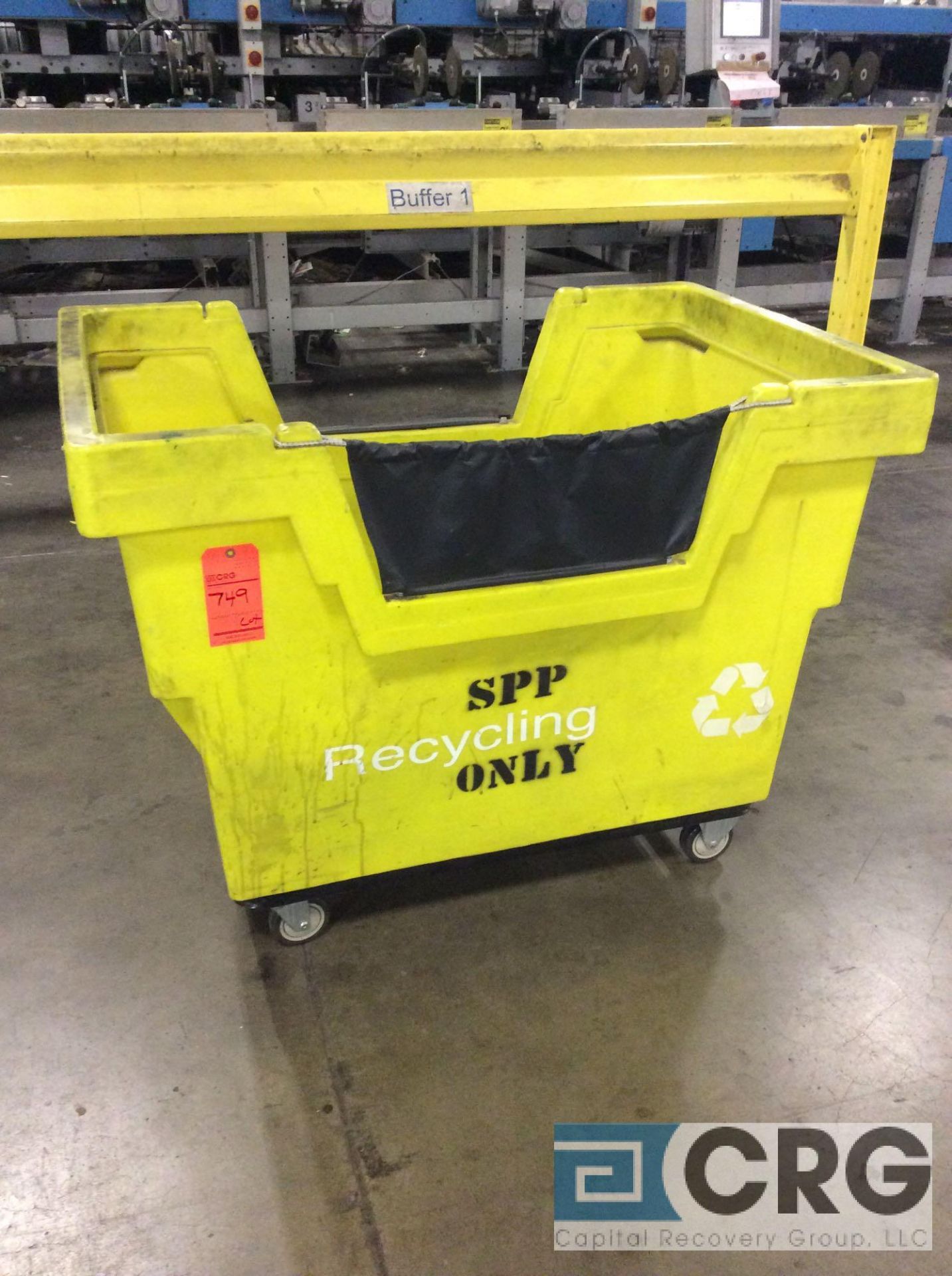 Lot of (5) portable yellow recycling bins