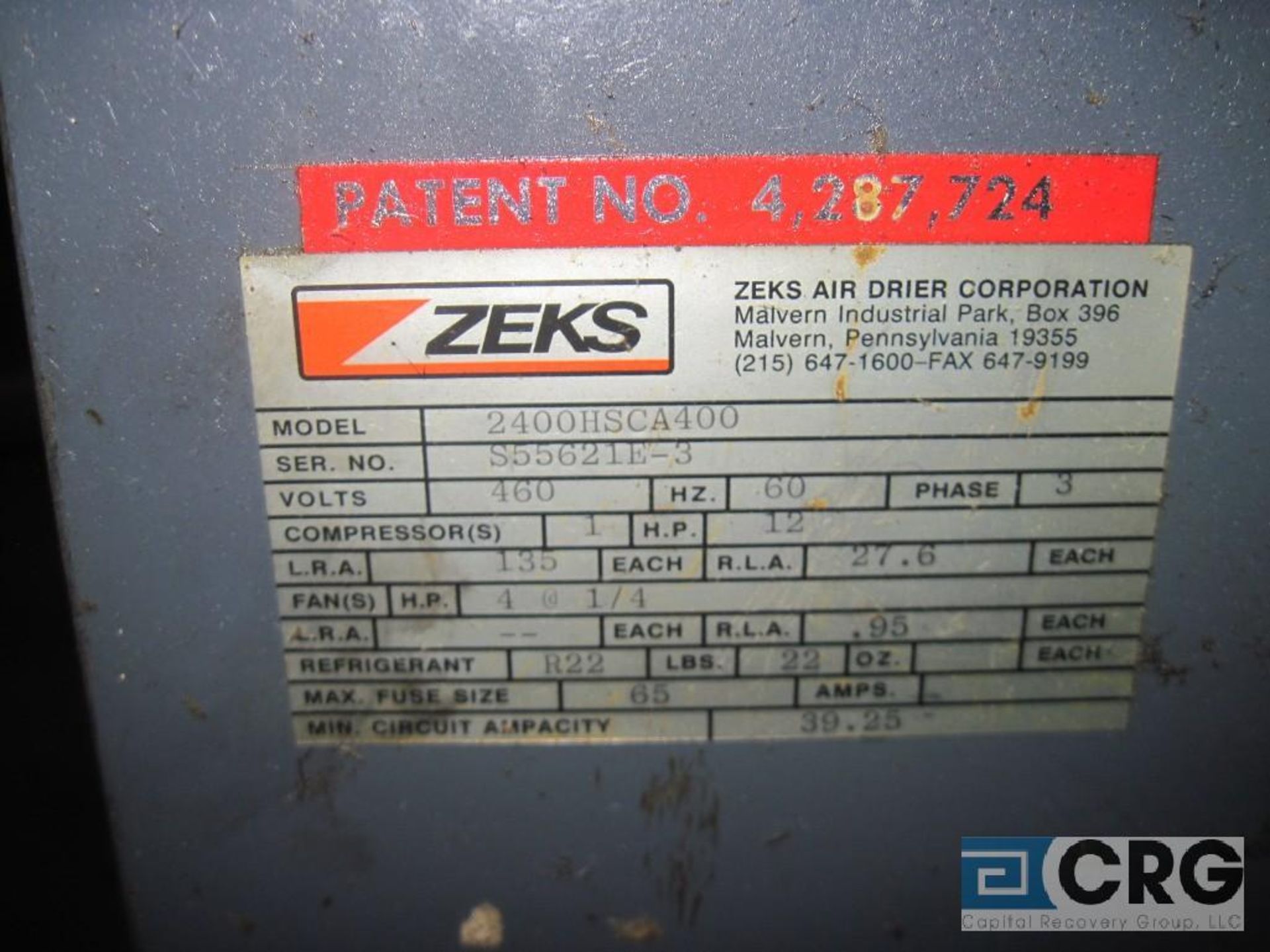 Zeks 2400SCA refrigerated air dryer, 2,400 SCFM - Image 3 of 3