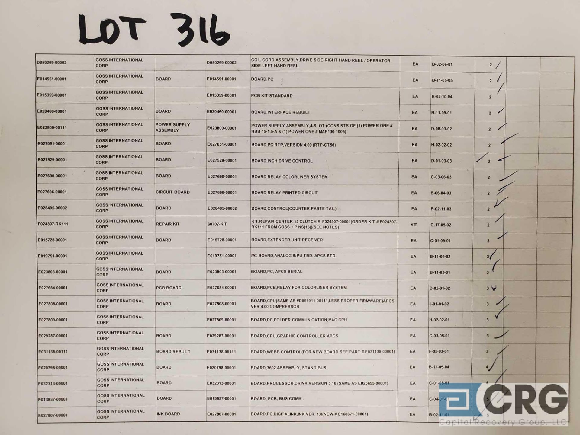 Lot of asst electronic boards, and parts (SEE LIST FOR BETTER INFO AND LOCATED IN STORE ROOM AS